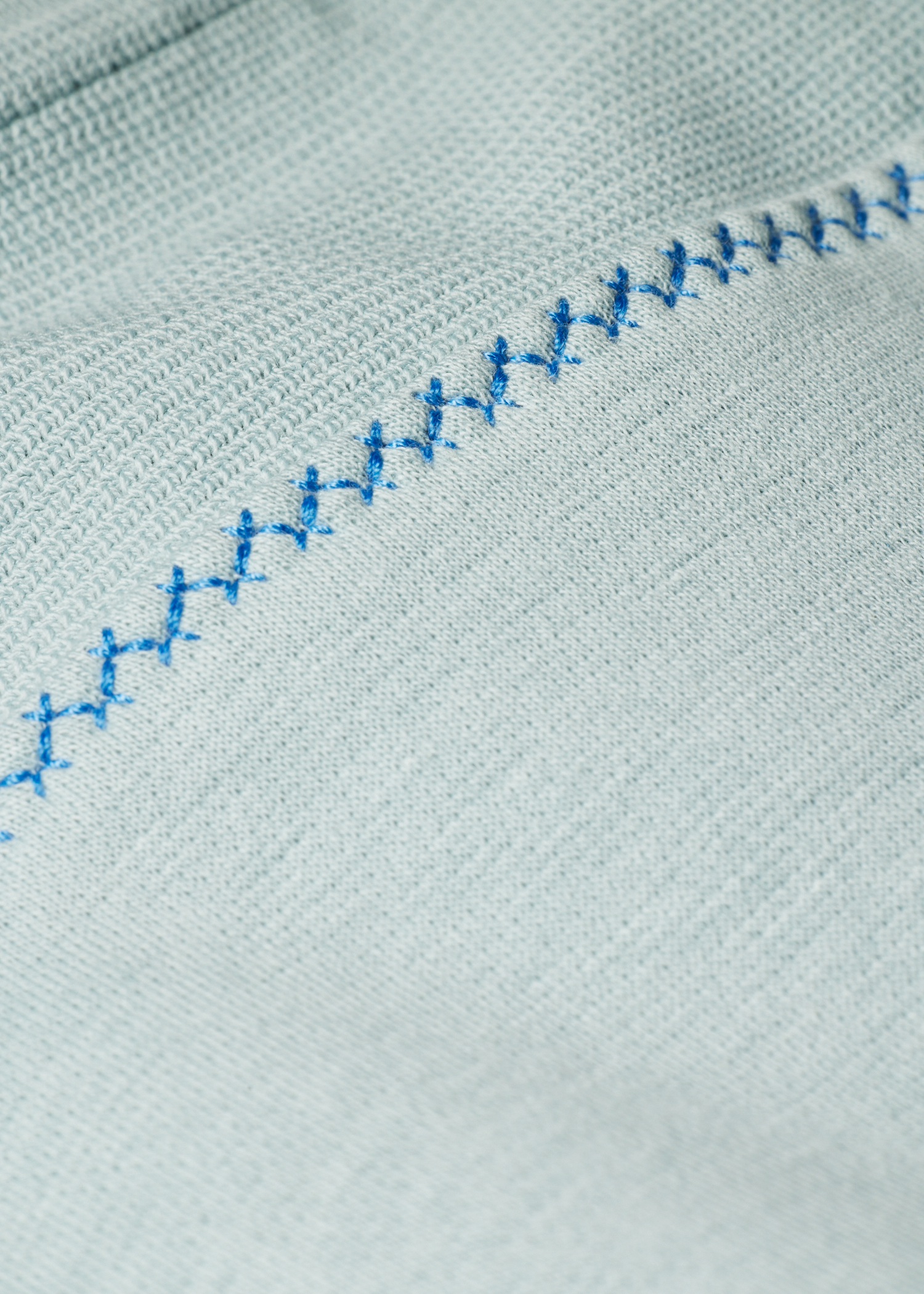 Light Blue Textured Sweatshirt with Contrast Embroidery