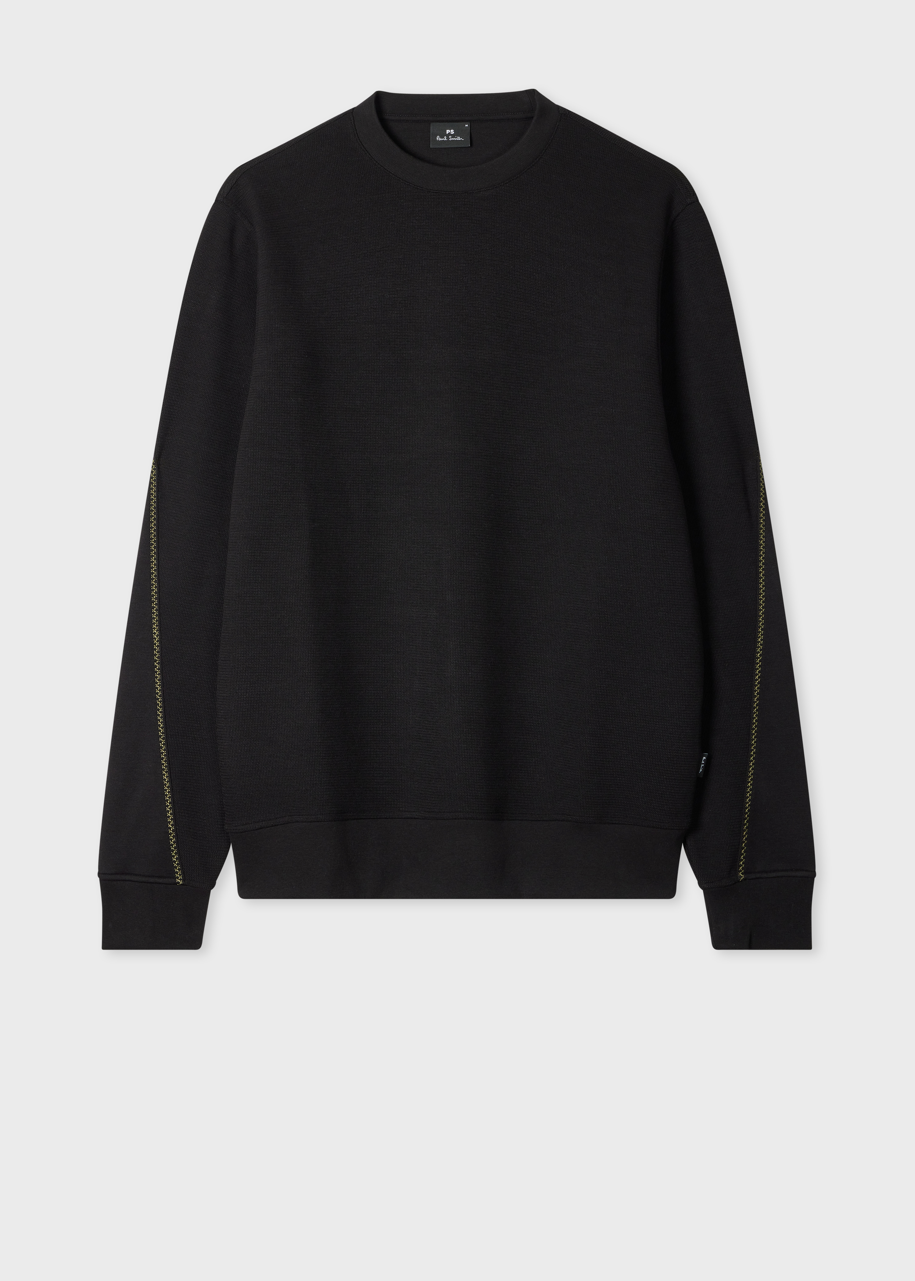 Black Textured Sweatshirt with Contrast Embroidery