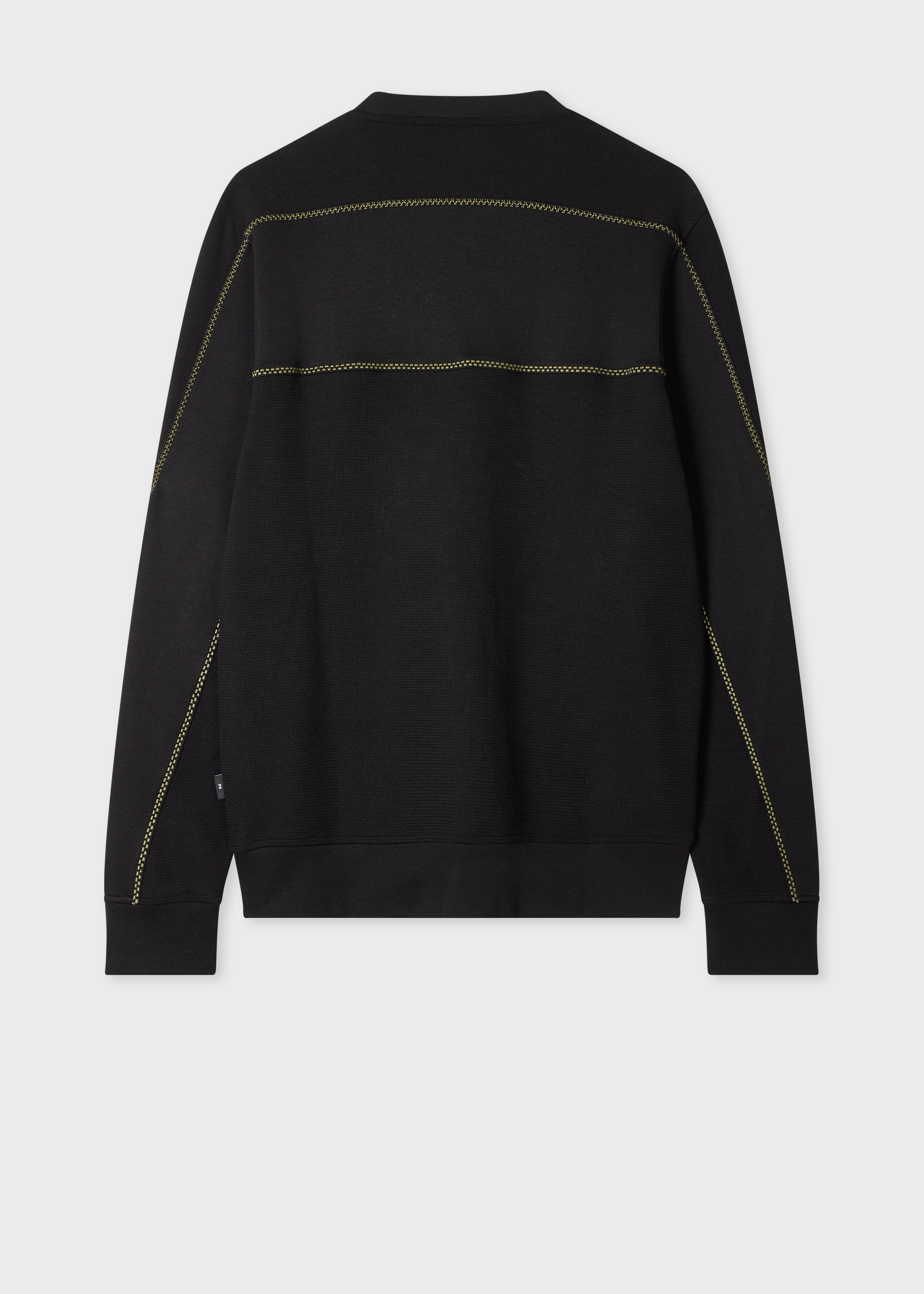 Black Textured Sweatshirt with Contrast Embroidery