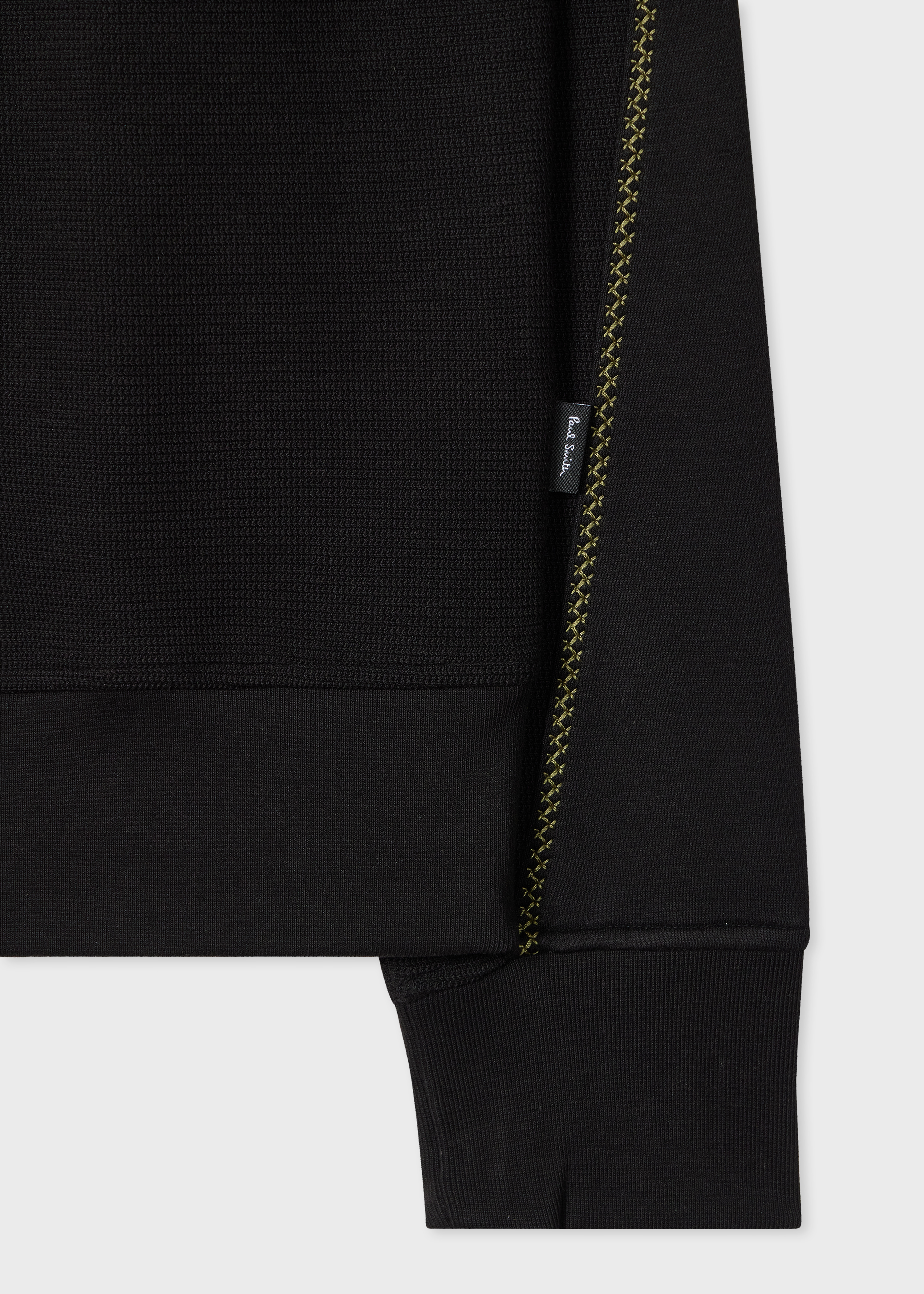 Black Textured Sweatshirt with Contrast Embroidery