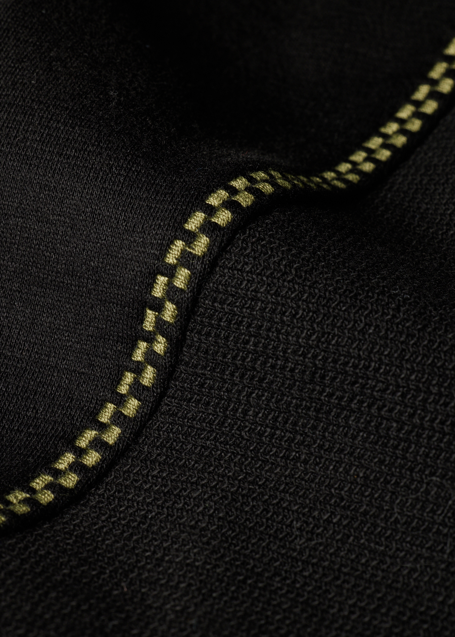 Black Textured Sweatshirt with Contrast Embroidery