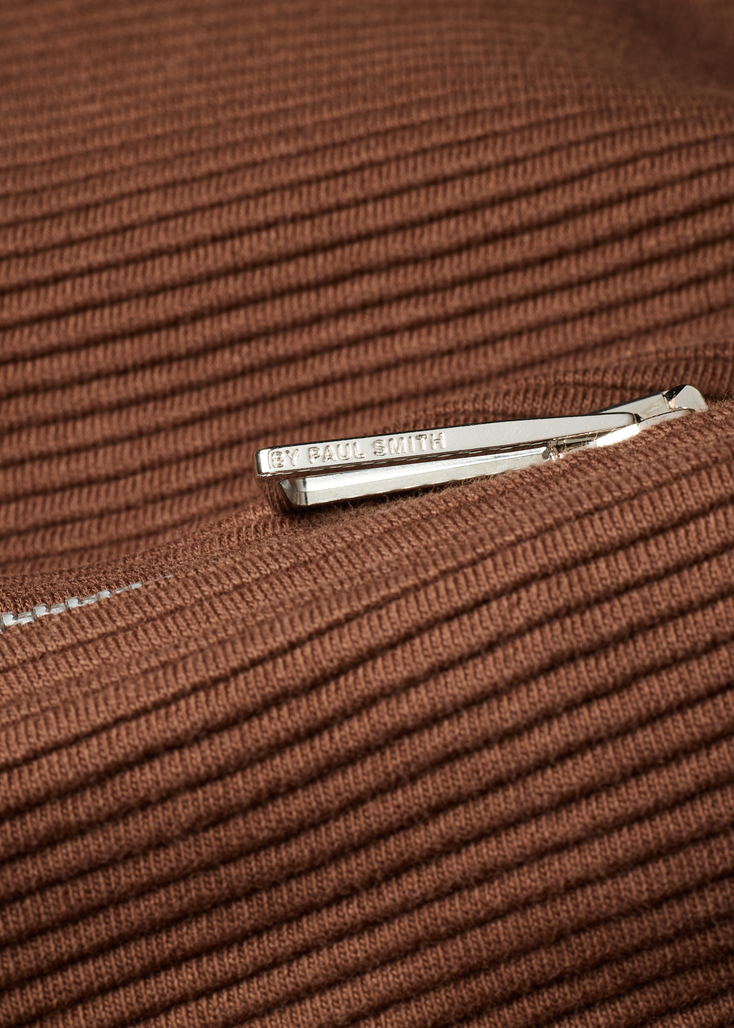 Brown Cotton Ribbed Zip Through Sweatshirt