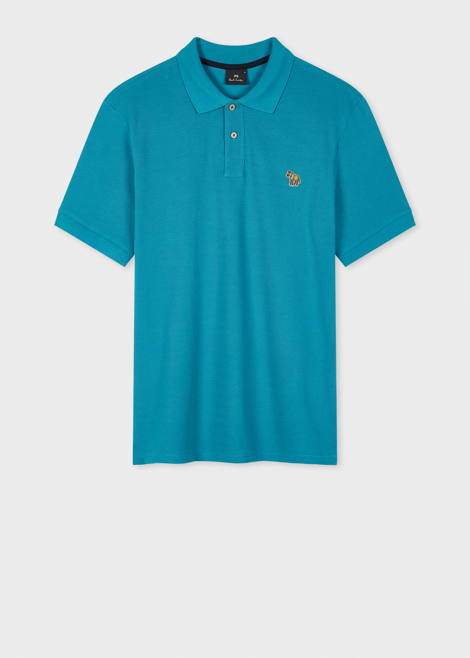 Teal Blue Organic Cotton Zebra Polo Shirt