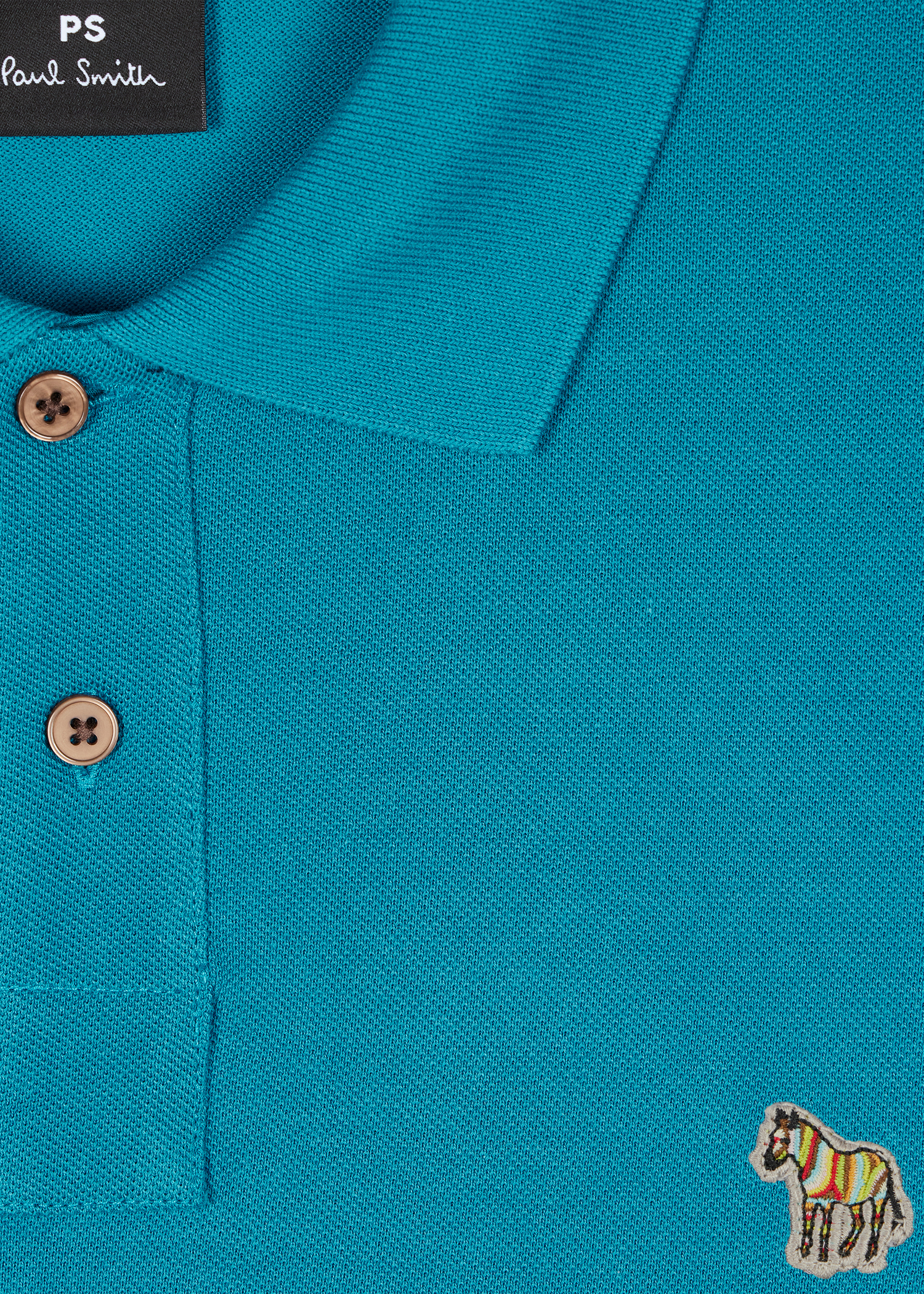 Teal Blue Organic Cotton Zebra Polo Shirt