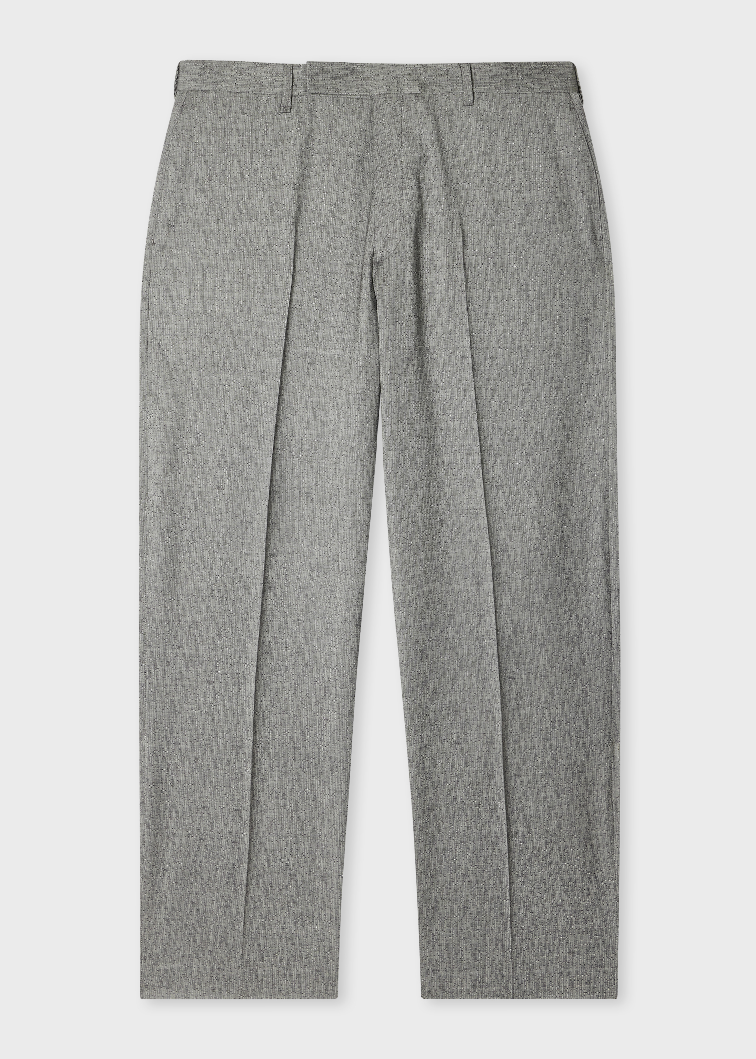 Relaxed-Fit Grey Wool Jacquard Trousers