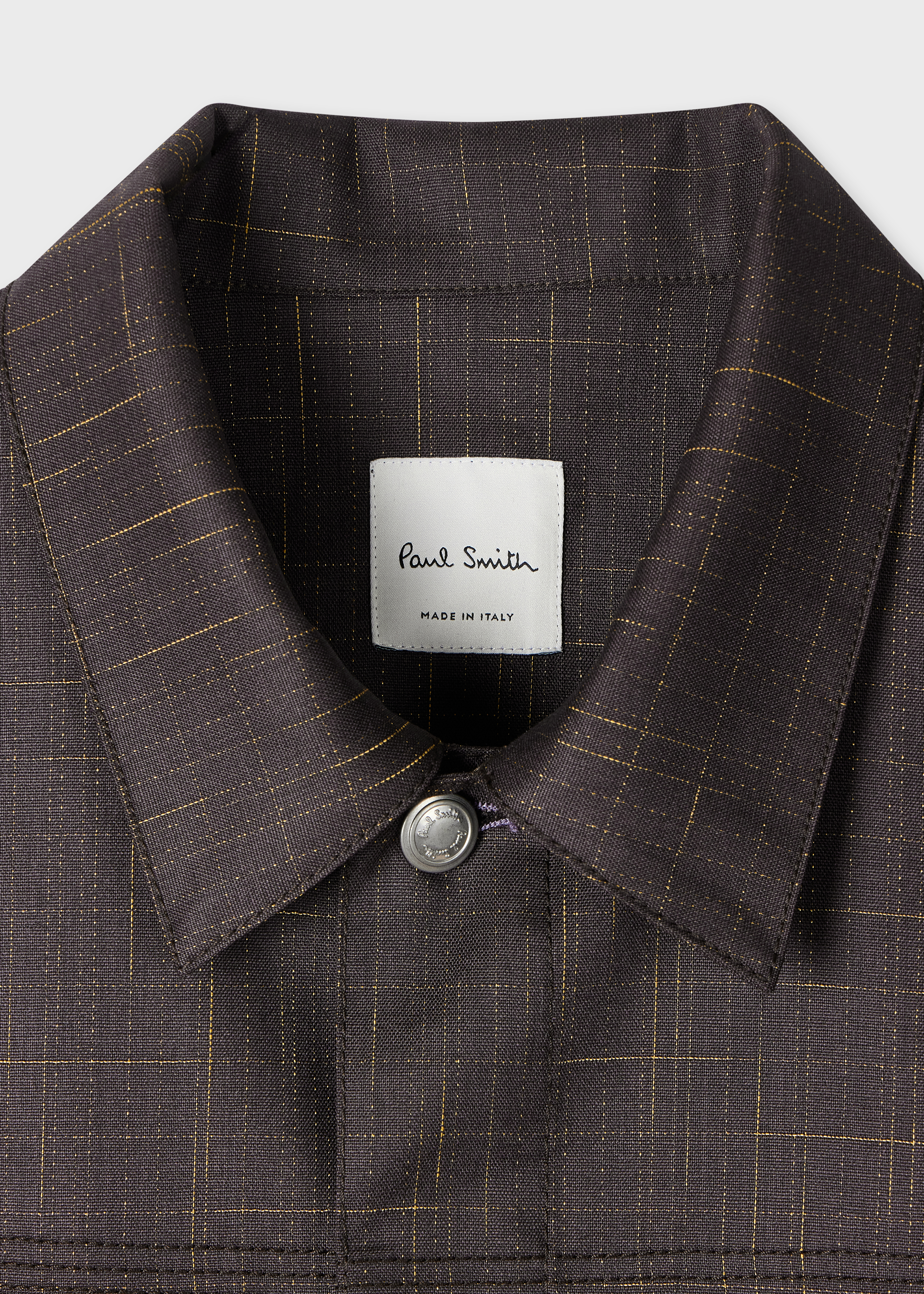 Aubergine Wool Check Pleated Trucker Jacket