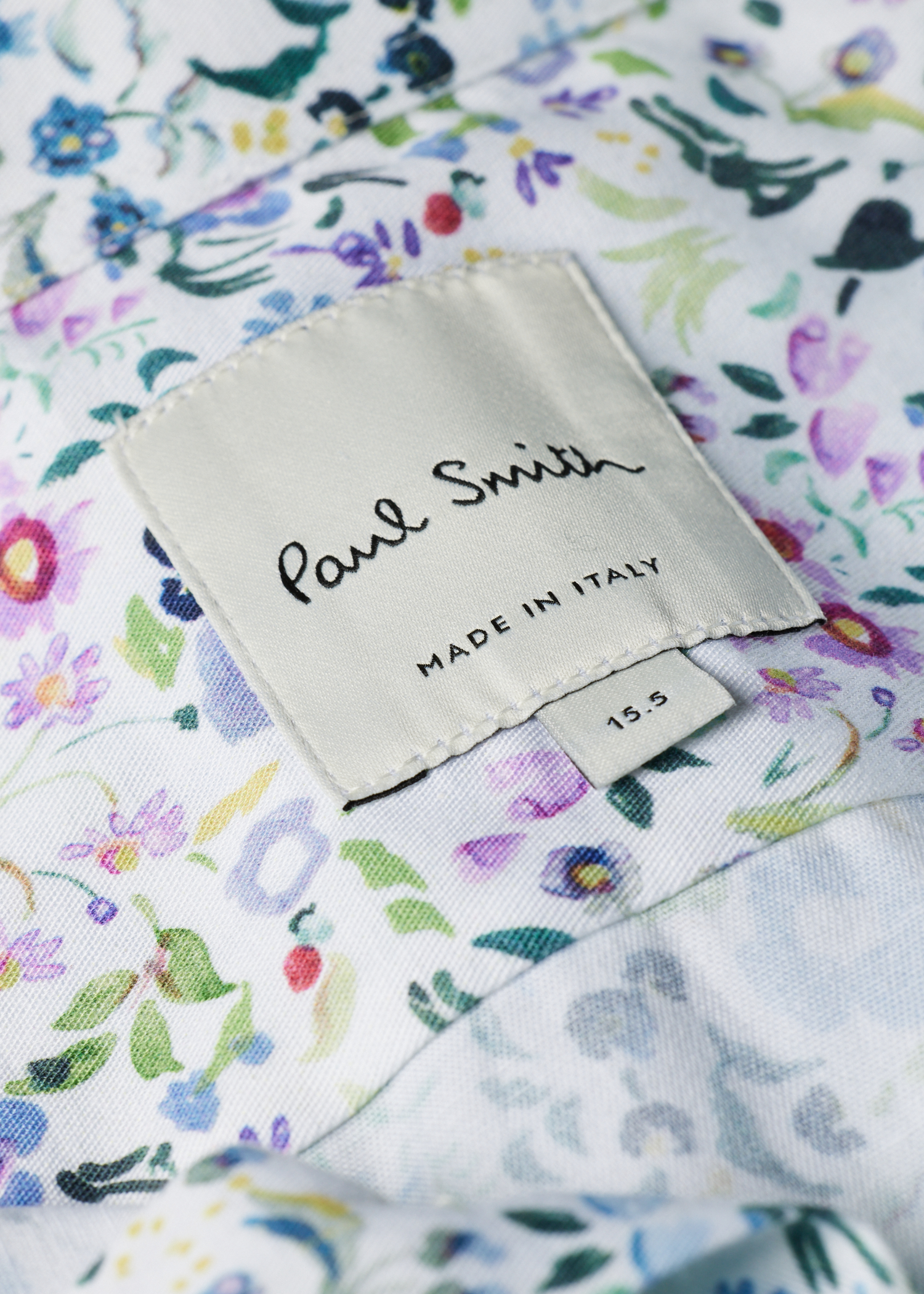 Tailored-Fit Blue 'Watercolour Blossom' Print Shirt