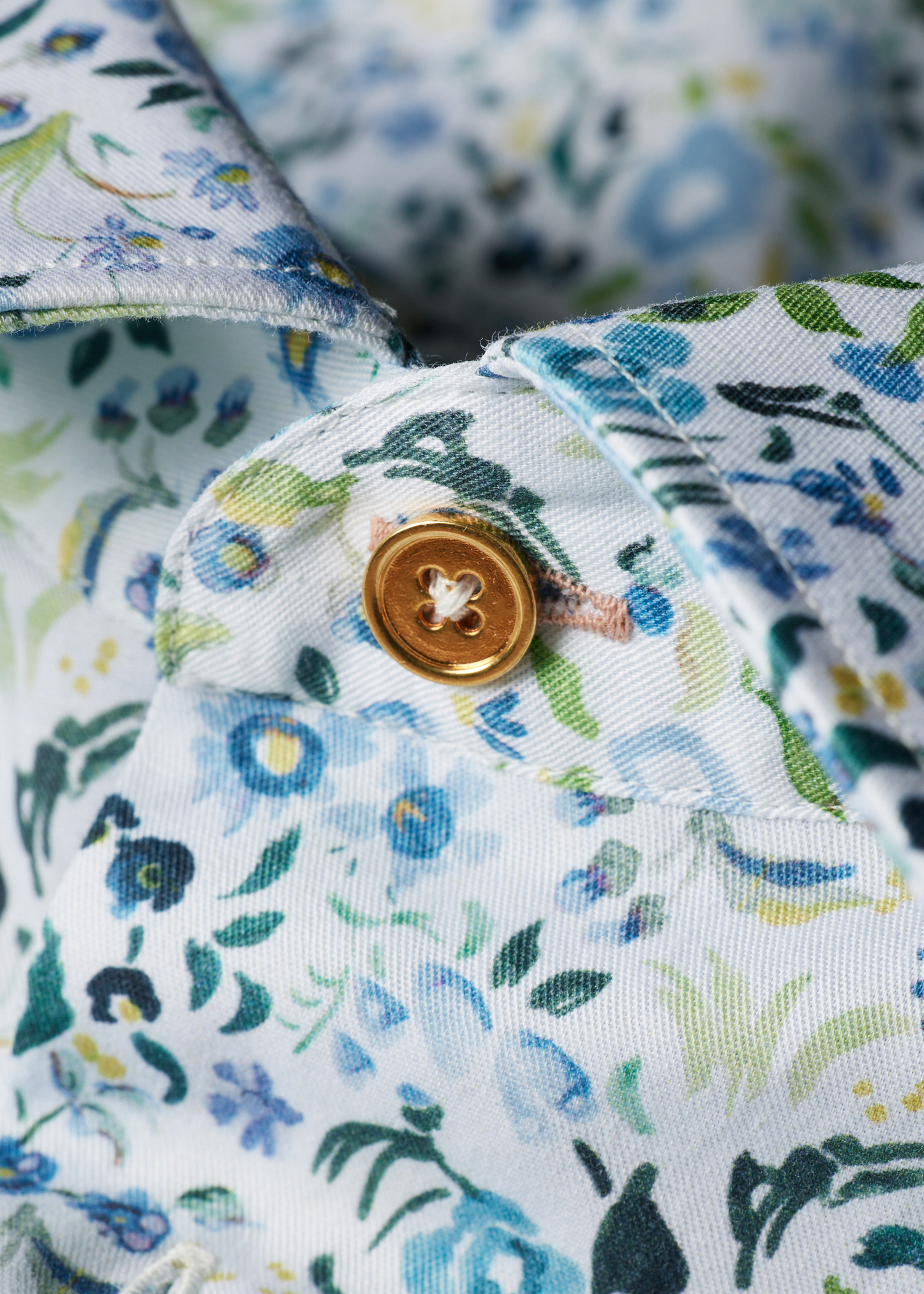 Tailored-Fit Blue 'Watercolour Blossom' Print Shirt