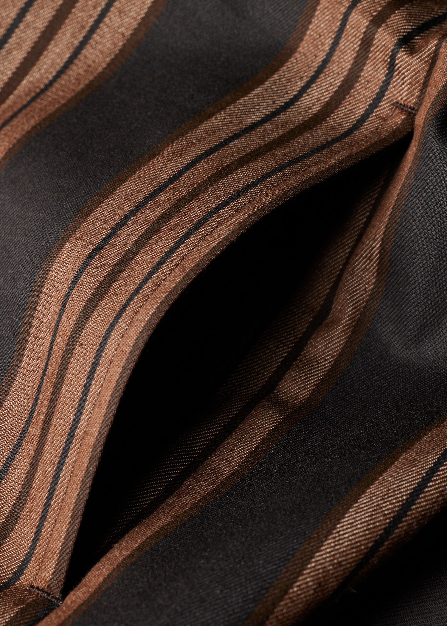 Brown Stripe Cotton Double-Pocket Overshirt