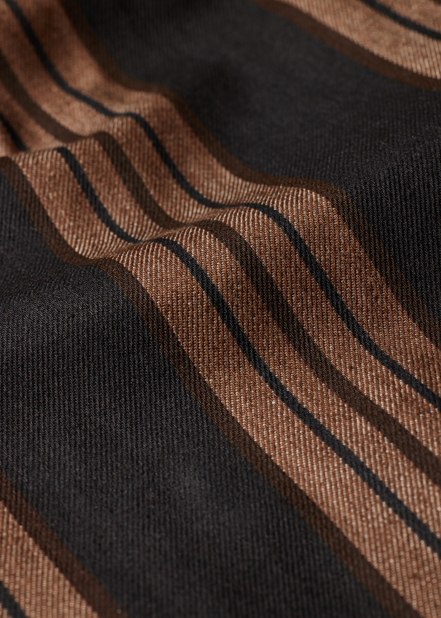 Brown Stripe Cotton Double-Pocket Overshirt
