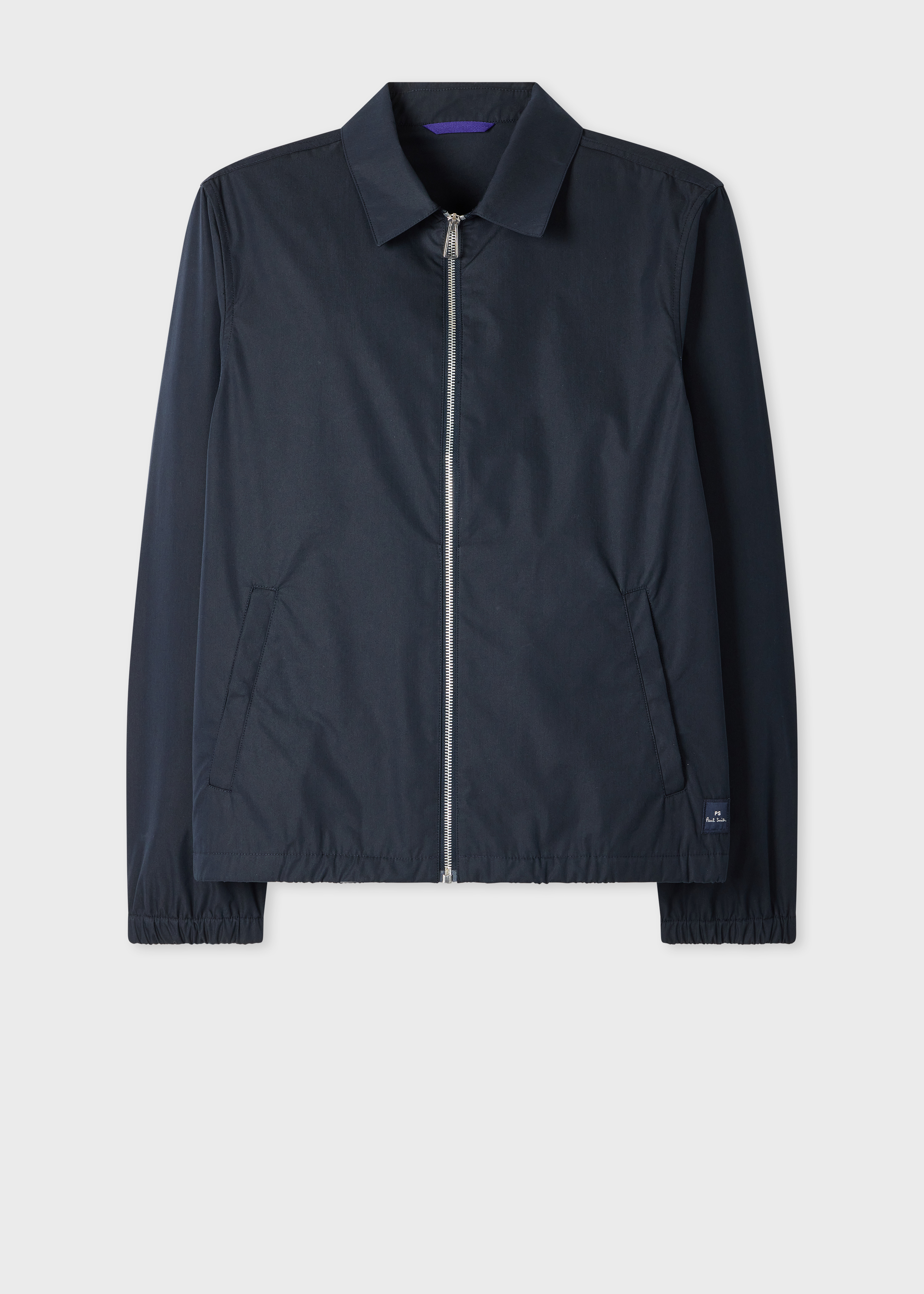 Navy Cotton-Blend Zip Jacket
