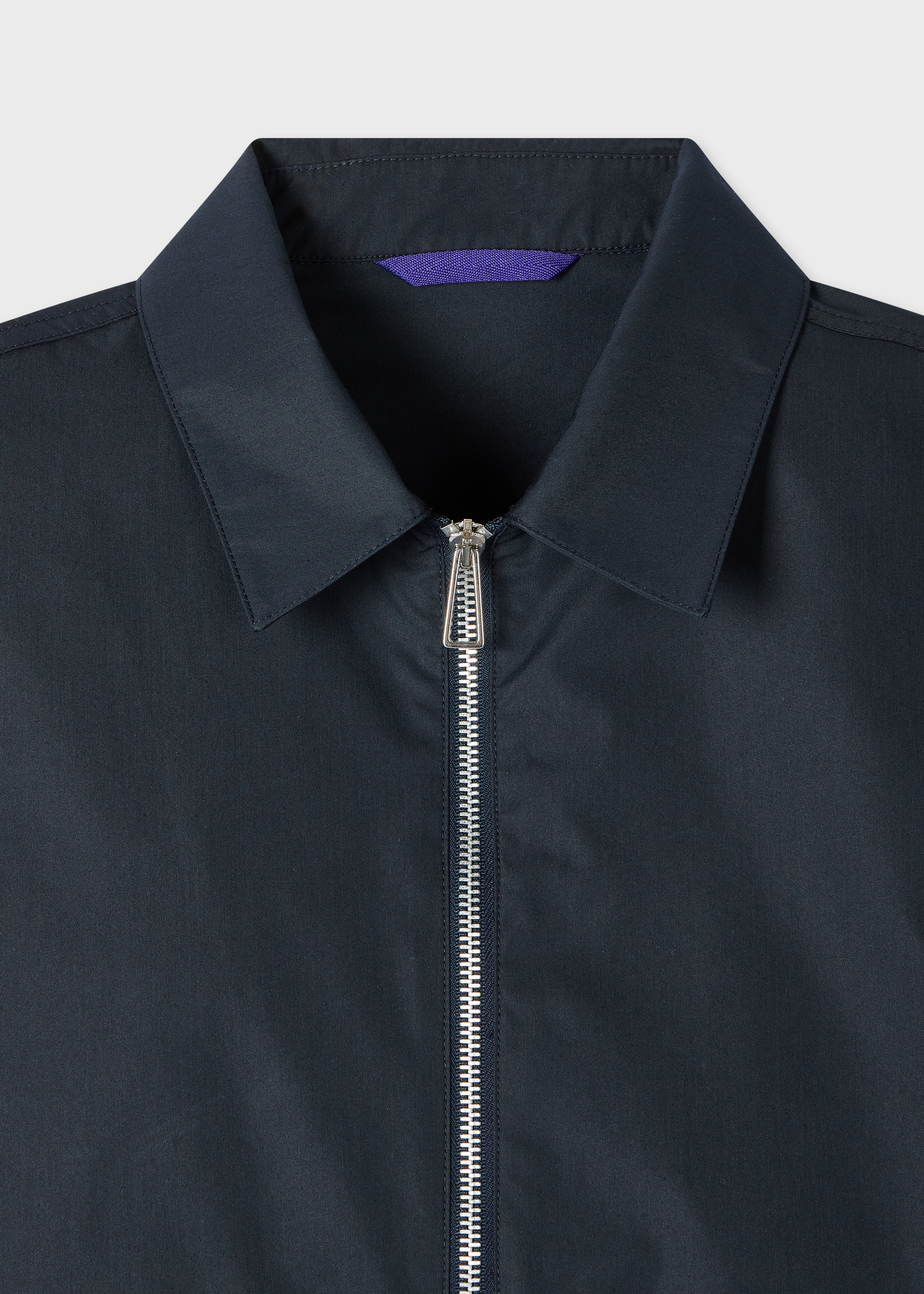 Navy Cotton-Blend Zip Jacket