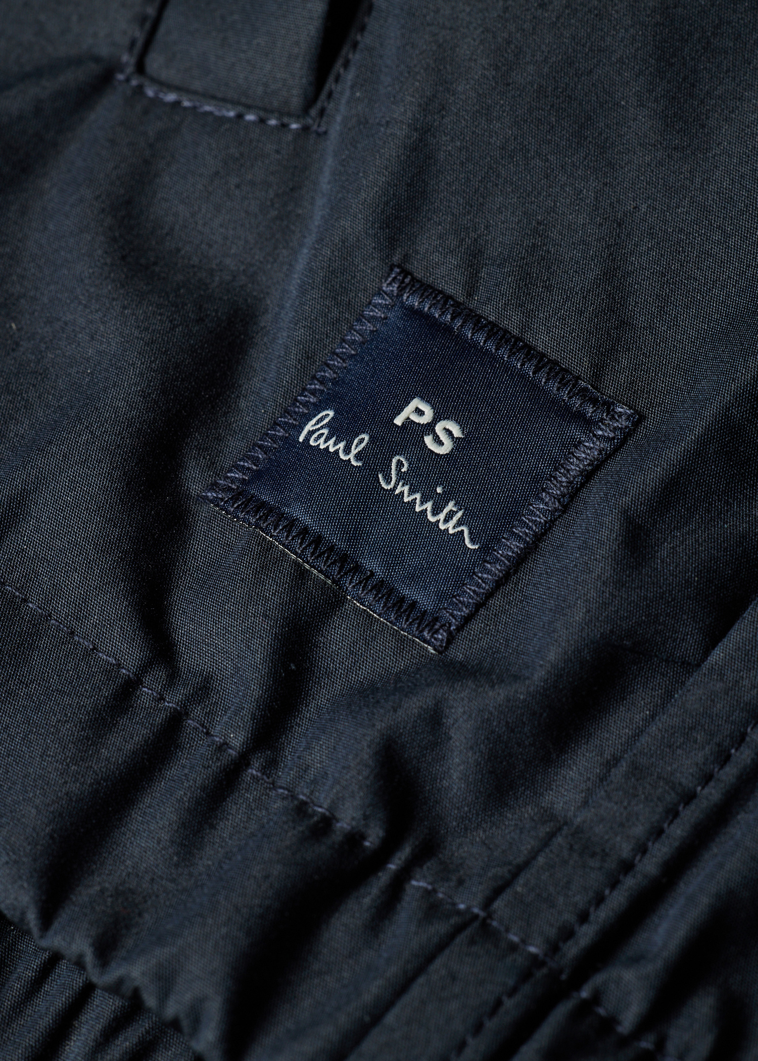 Navy Cotton-Blend Zip Jacket