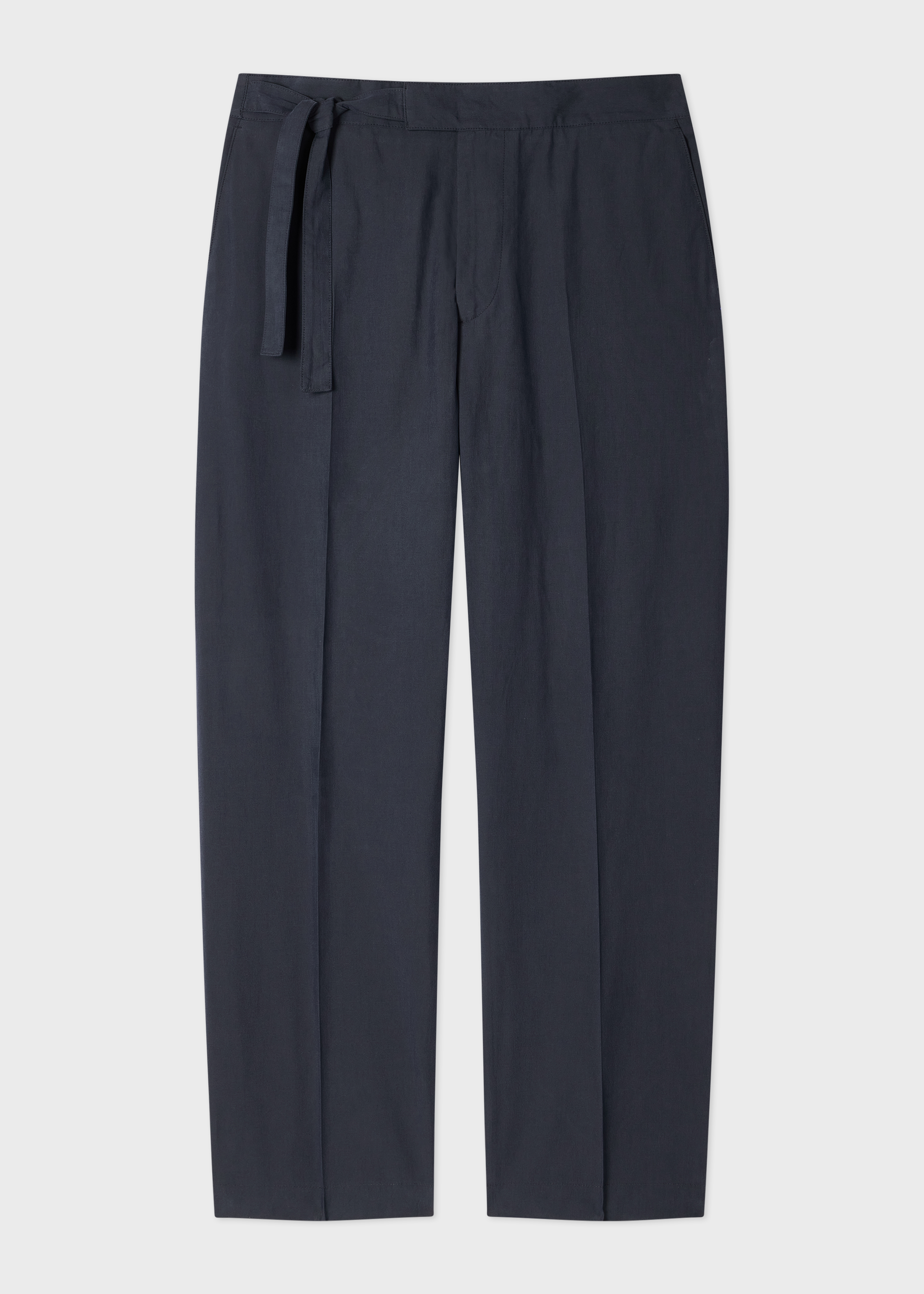 Washed Navy Cotton-Lyocell Tie-Waist Trousers