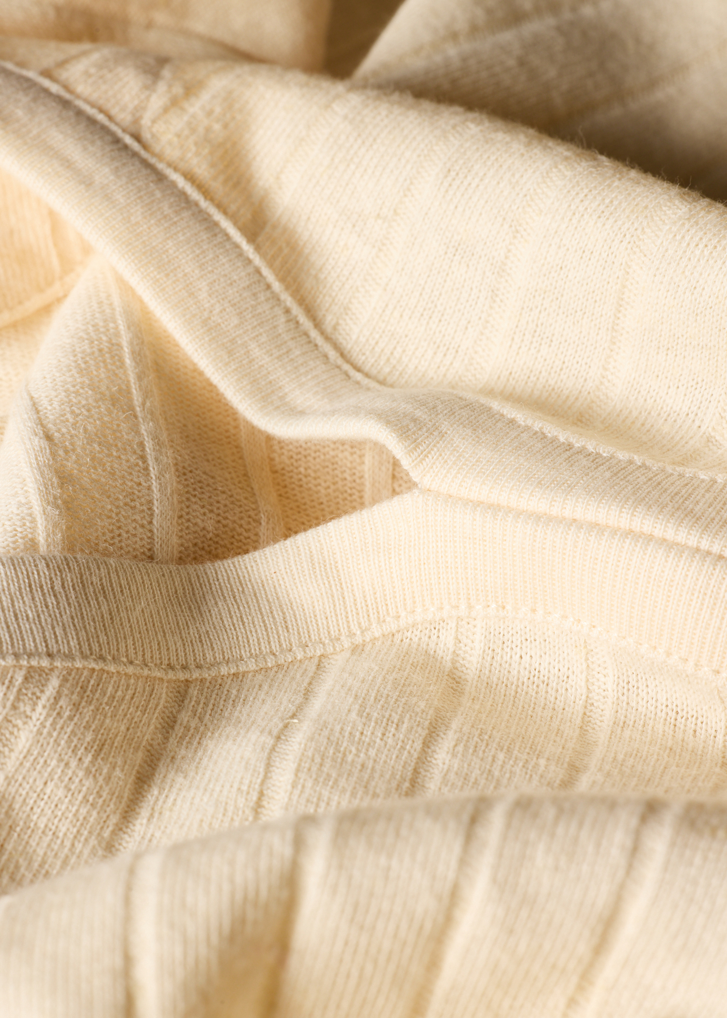 Ecru Cotton-Linen Boat Neck Long-Sleeve T-Shirt