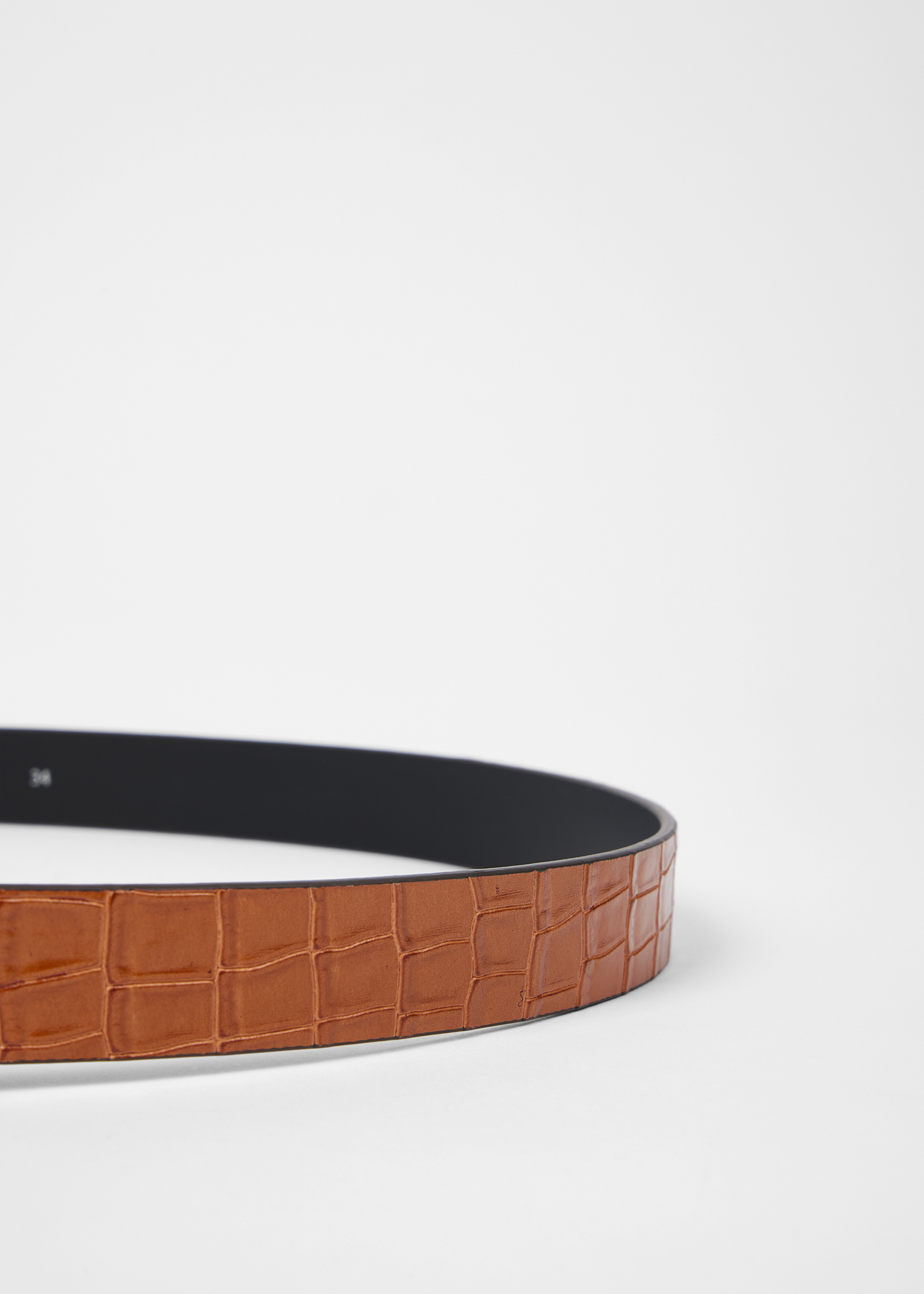 Orange Croc-Emboss Leather Belt