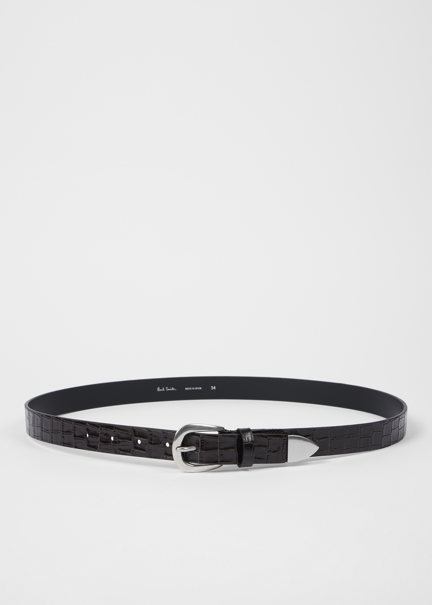 Dark Brown Croc-Emboss Leather Belt