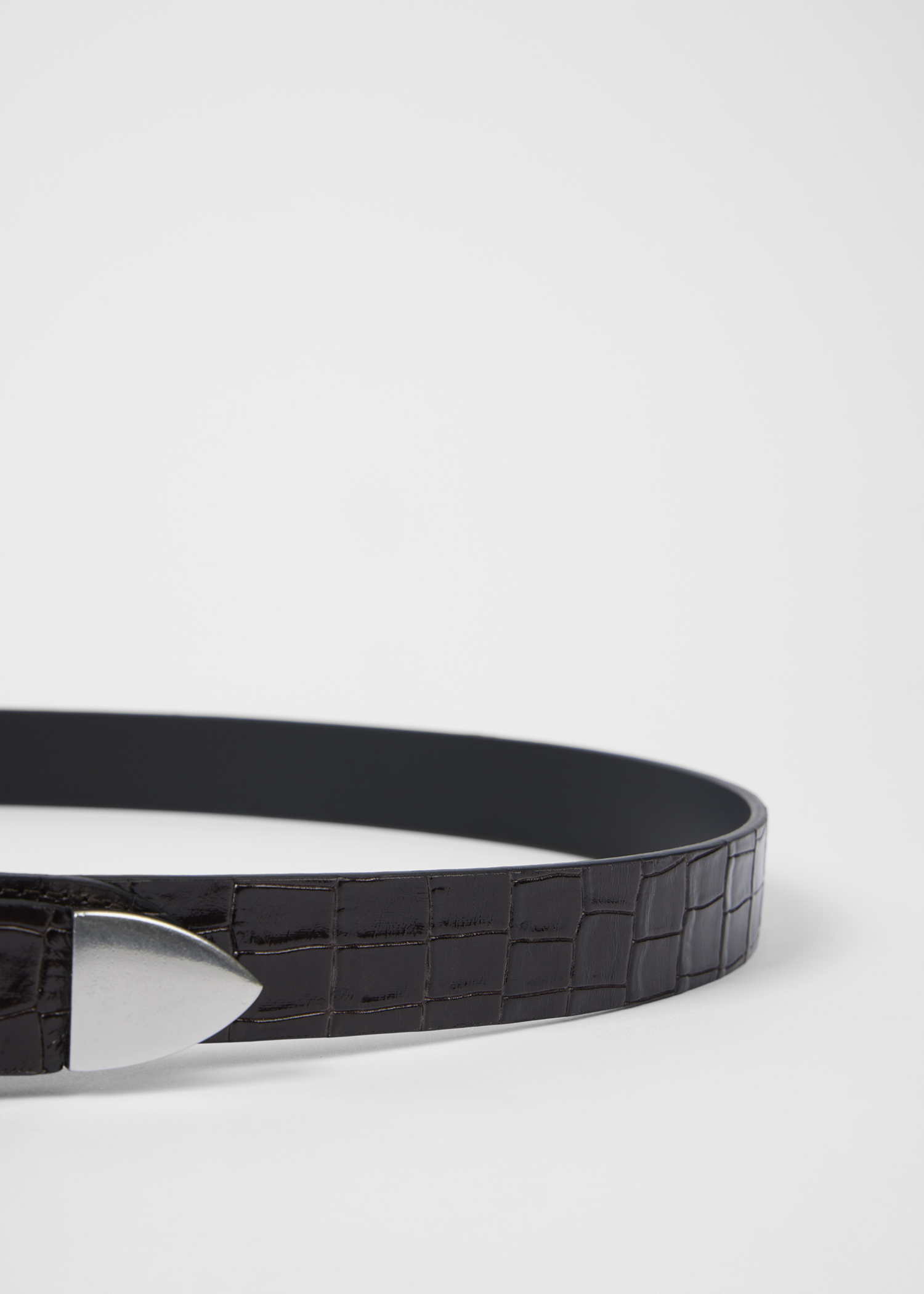 Dark Brown Croc-Emboss Leather Belt