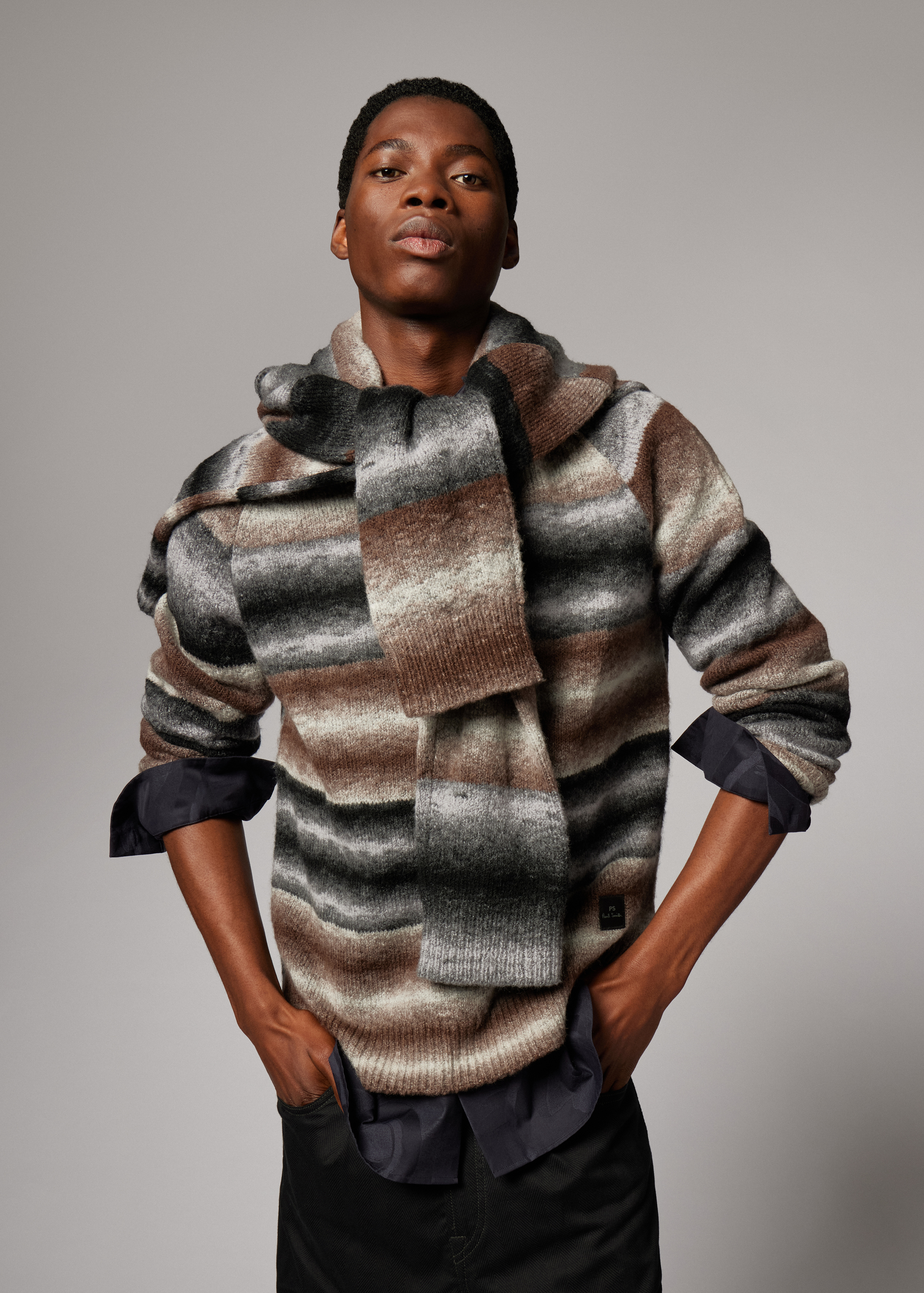 Brown and Black Faded Stripe Sweater