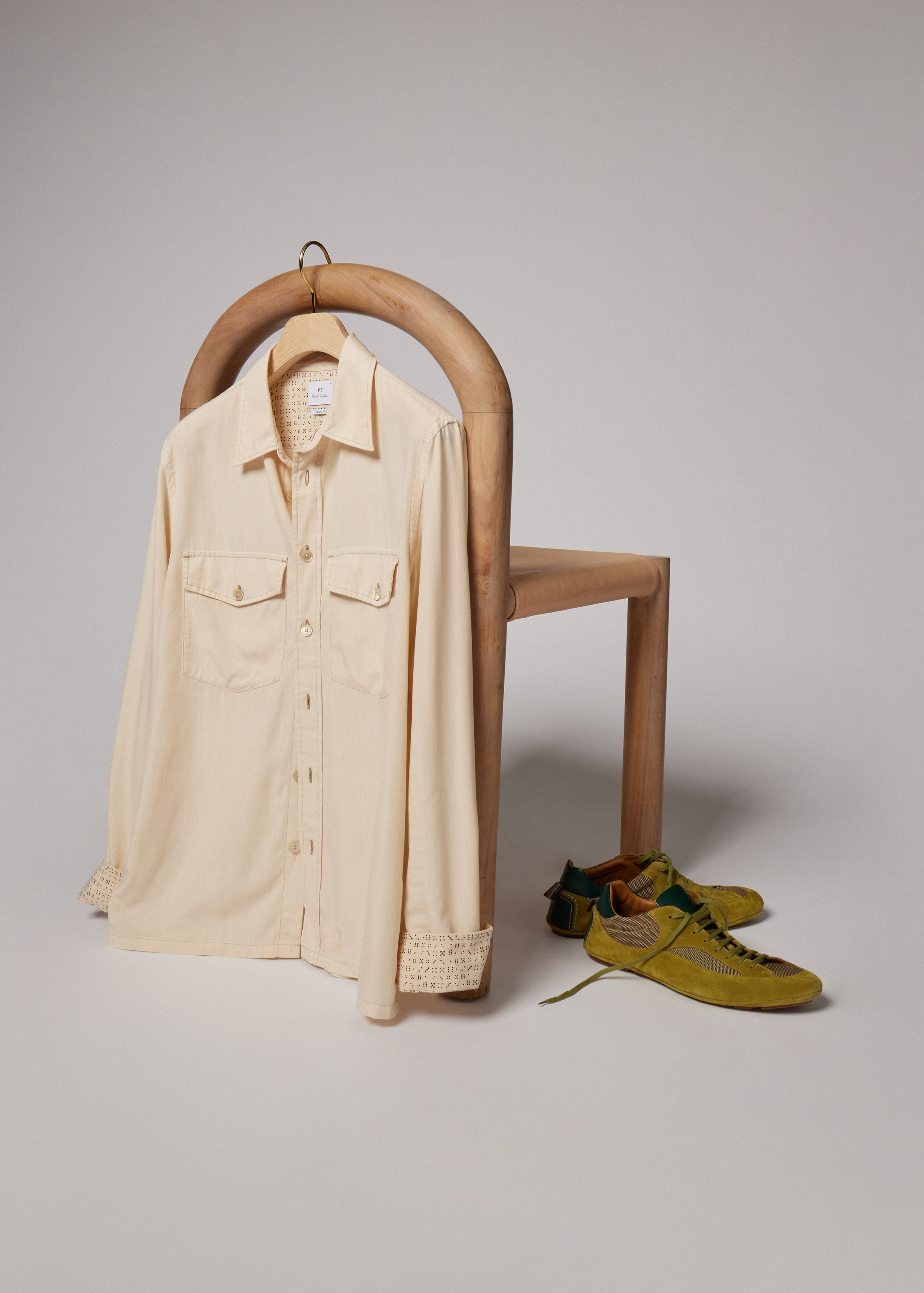 Ecru Lyocell-Cotton Patch-Pocket Shirt