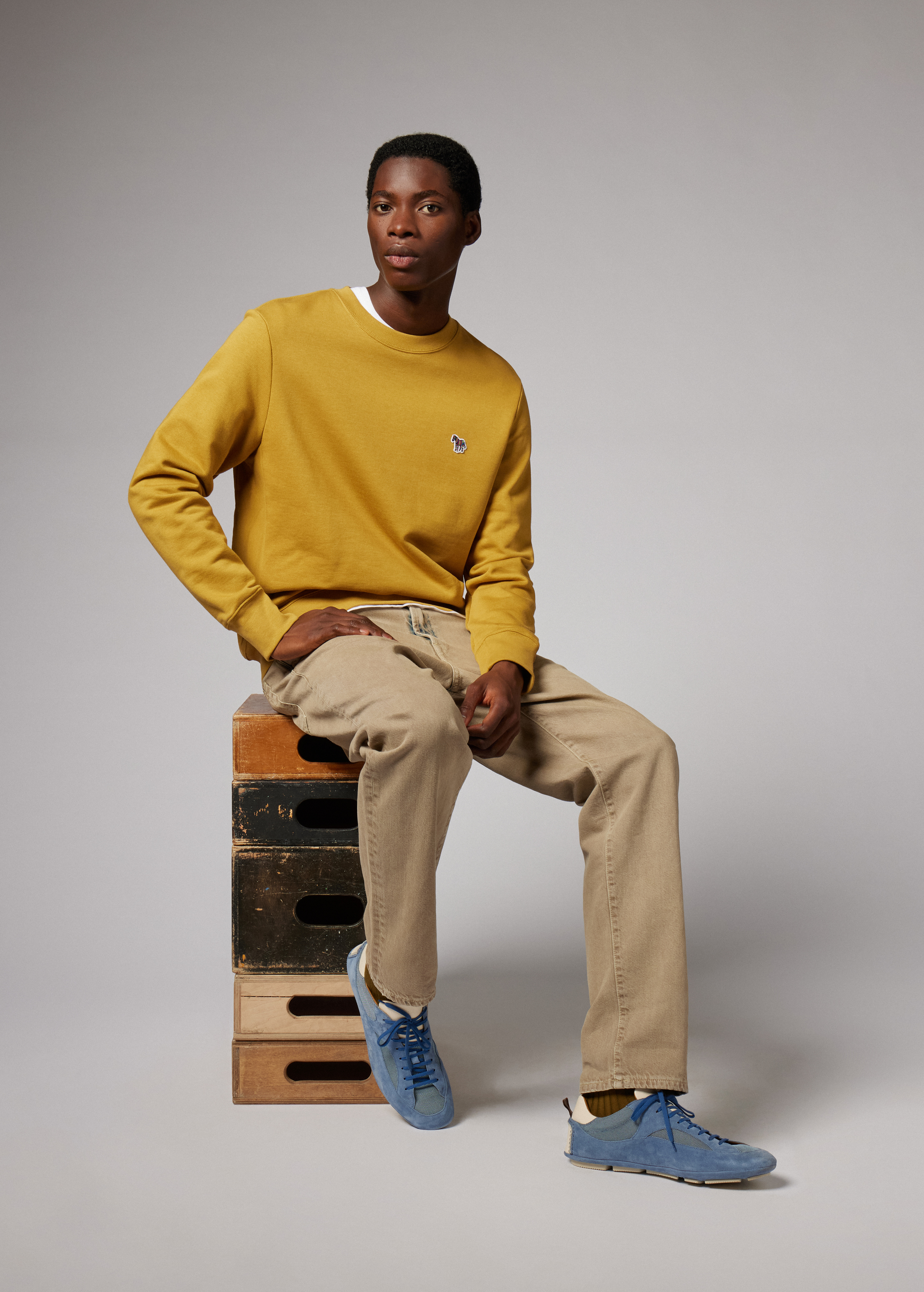 Yellow Organic Cotton Zebra Logo Sweatshirt