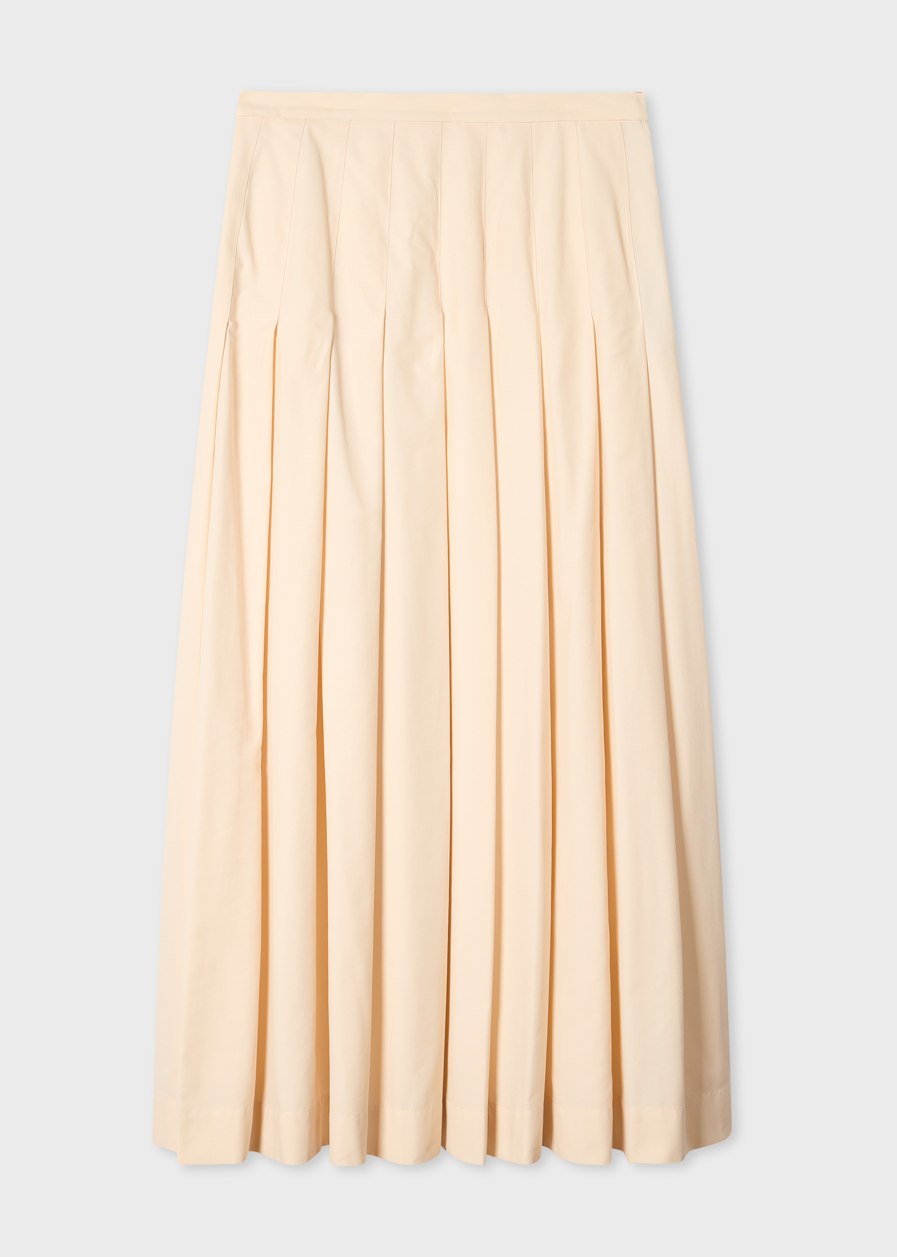 Women's Cream Pleated Cotton-Blend Skirt