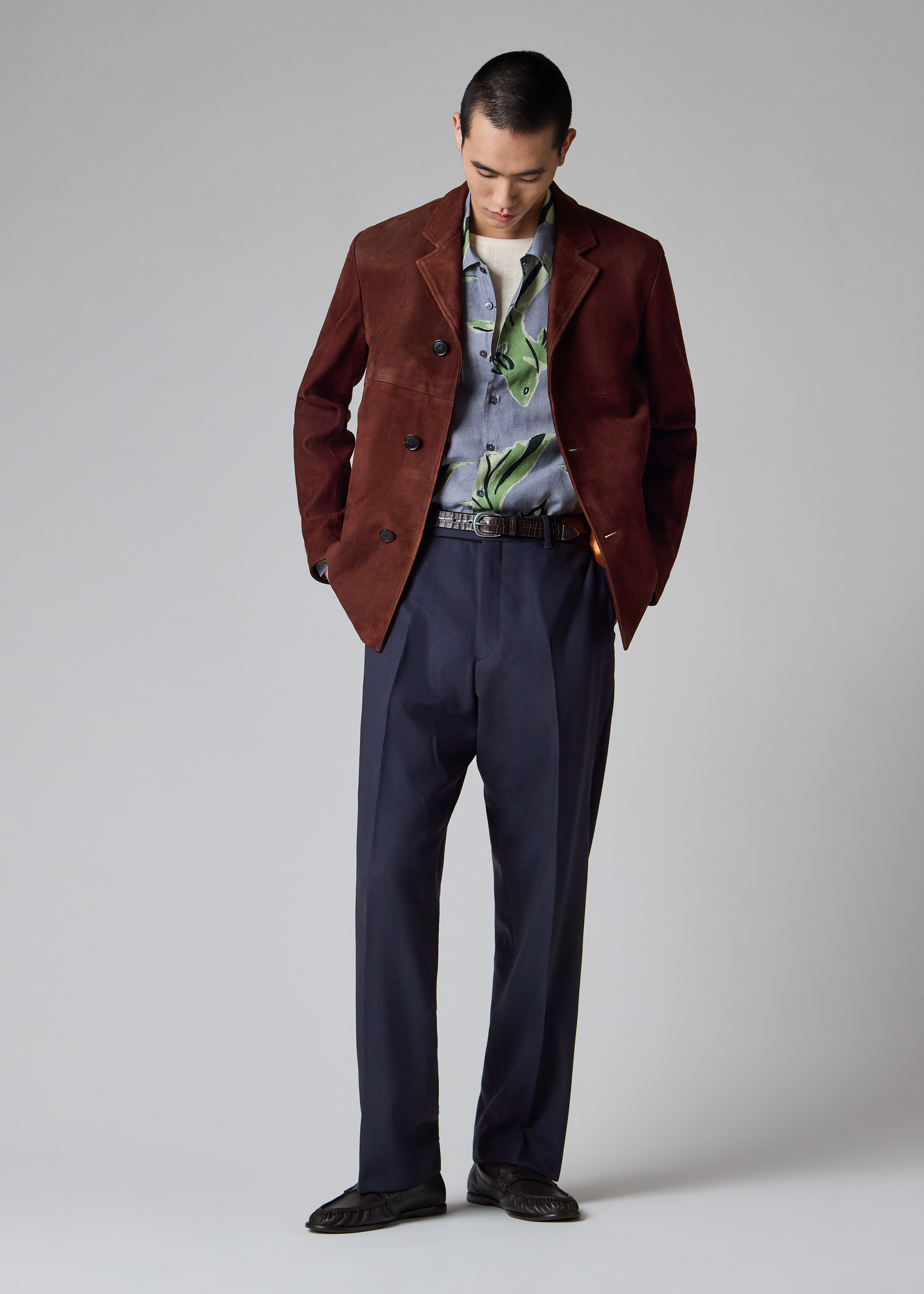 ジャケット・アウター Paul Smith cut-off leather jacket riri Men's Black Leather Zip-Front Bomber Jacket