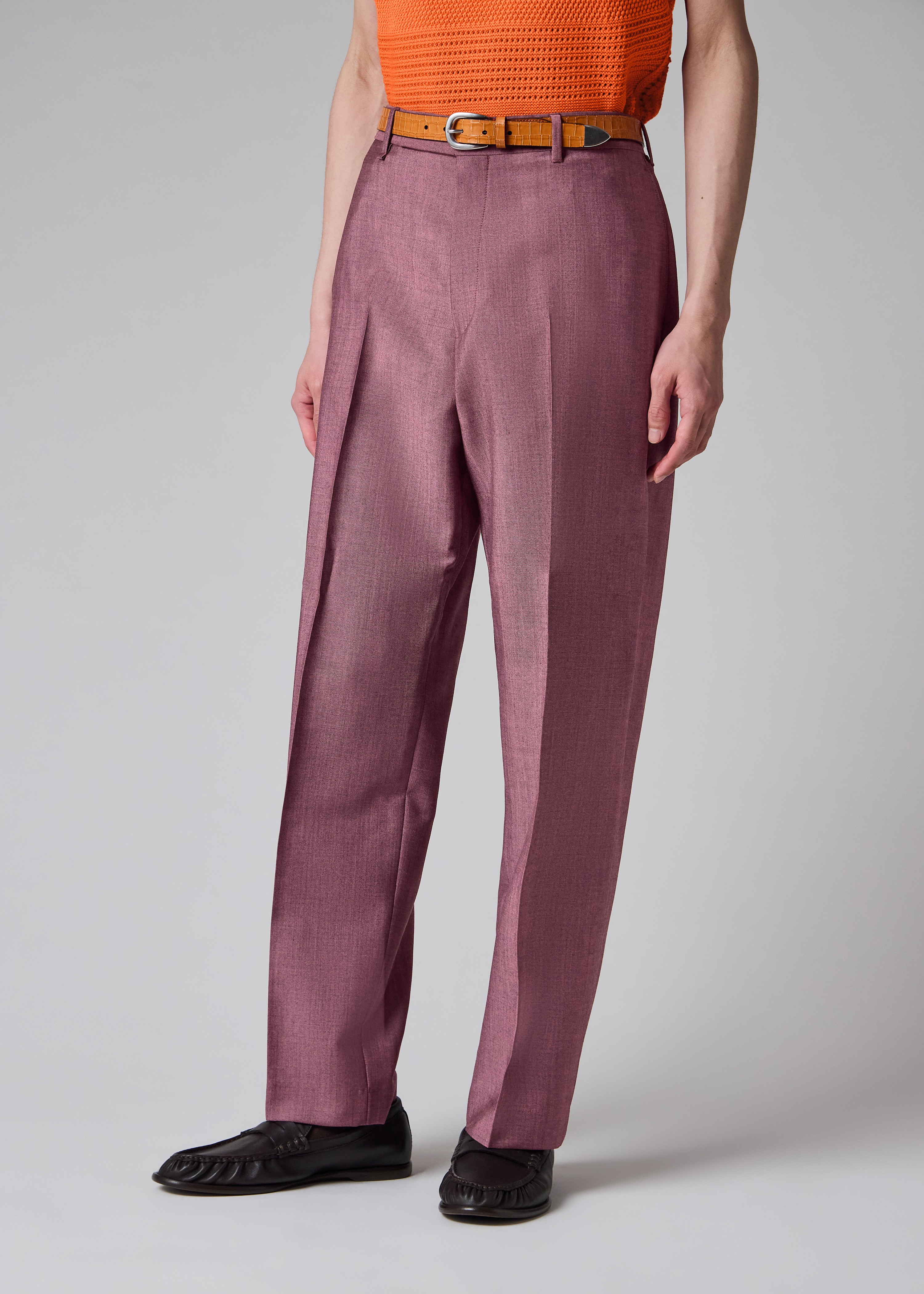 Relaxed-Fit Pink Overdyed Wool-Mohair Trousers