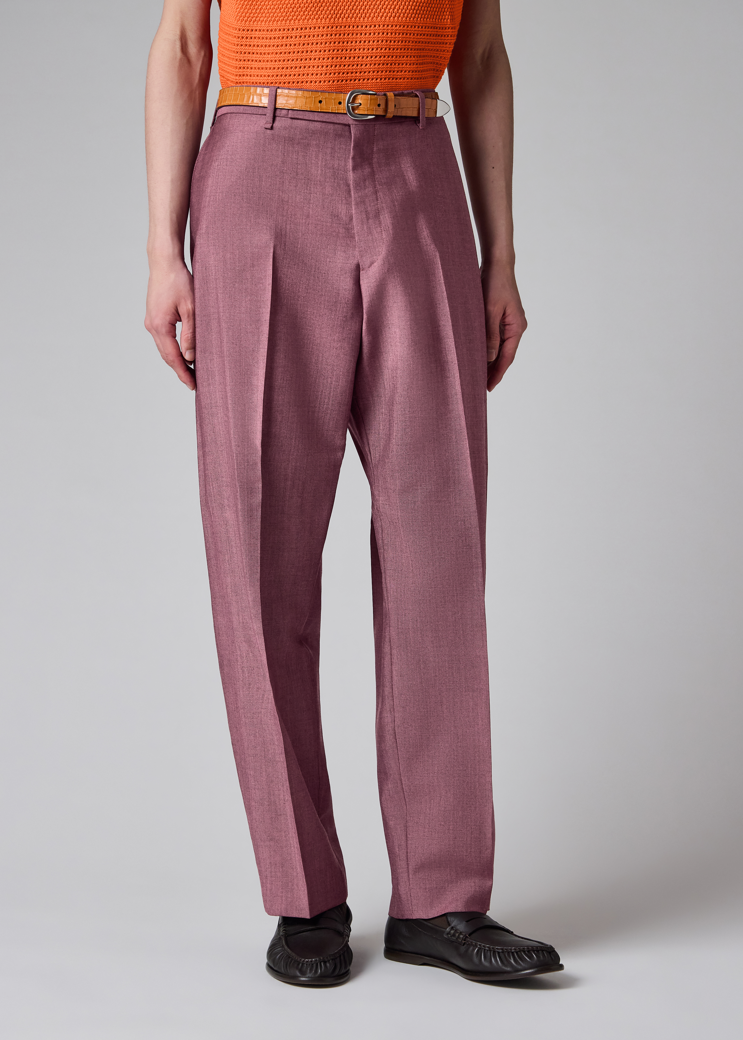 Relaxed-Fit Pink Overdyed Wool-Mohair Trousers