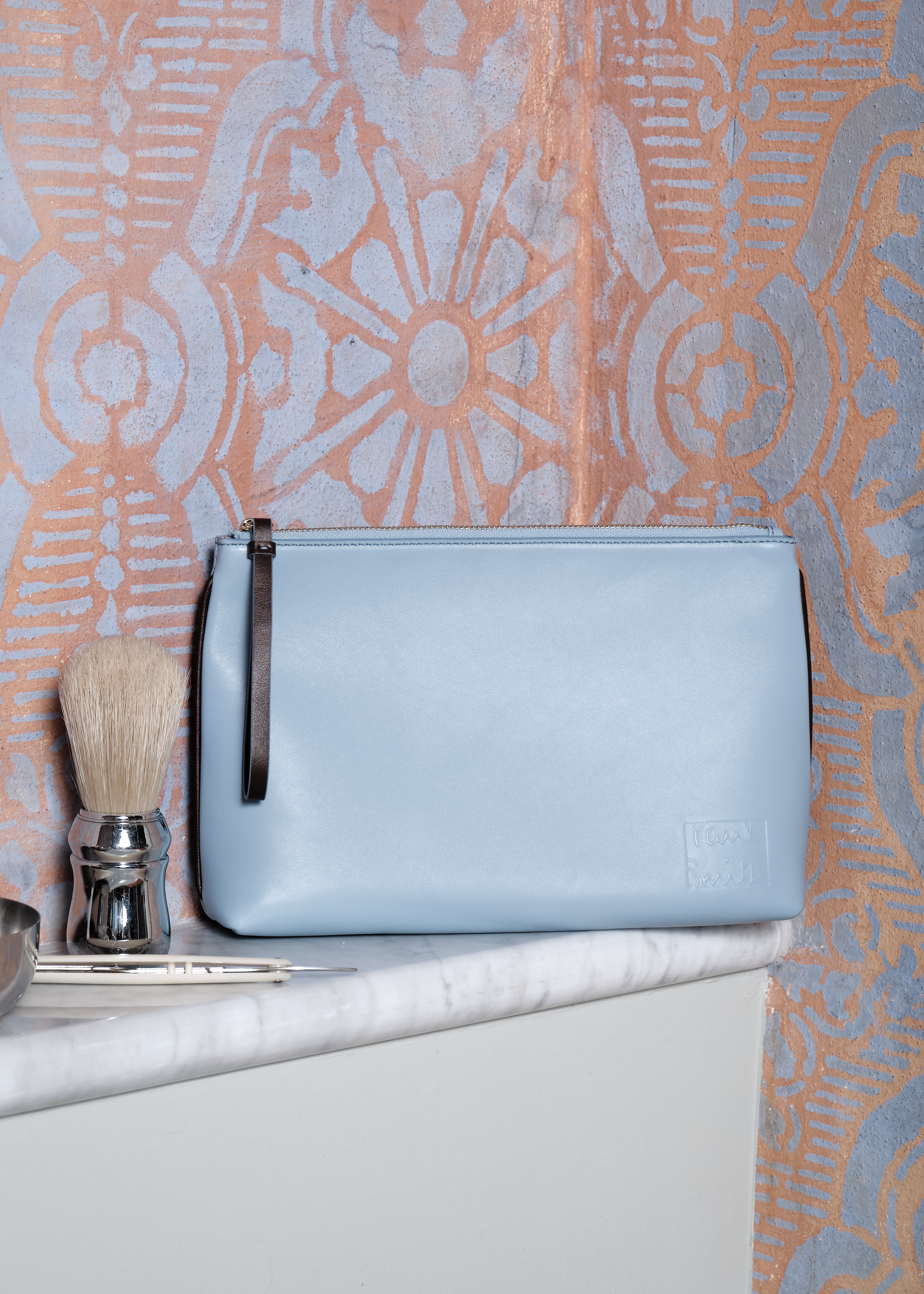 Women's Blue Leather Purse Pouch