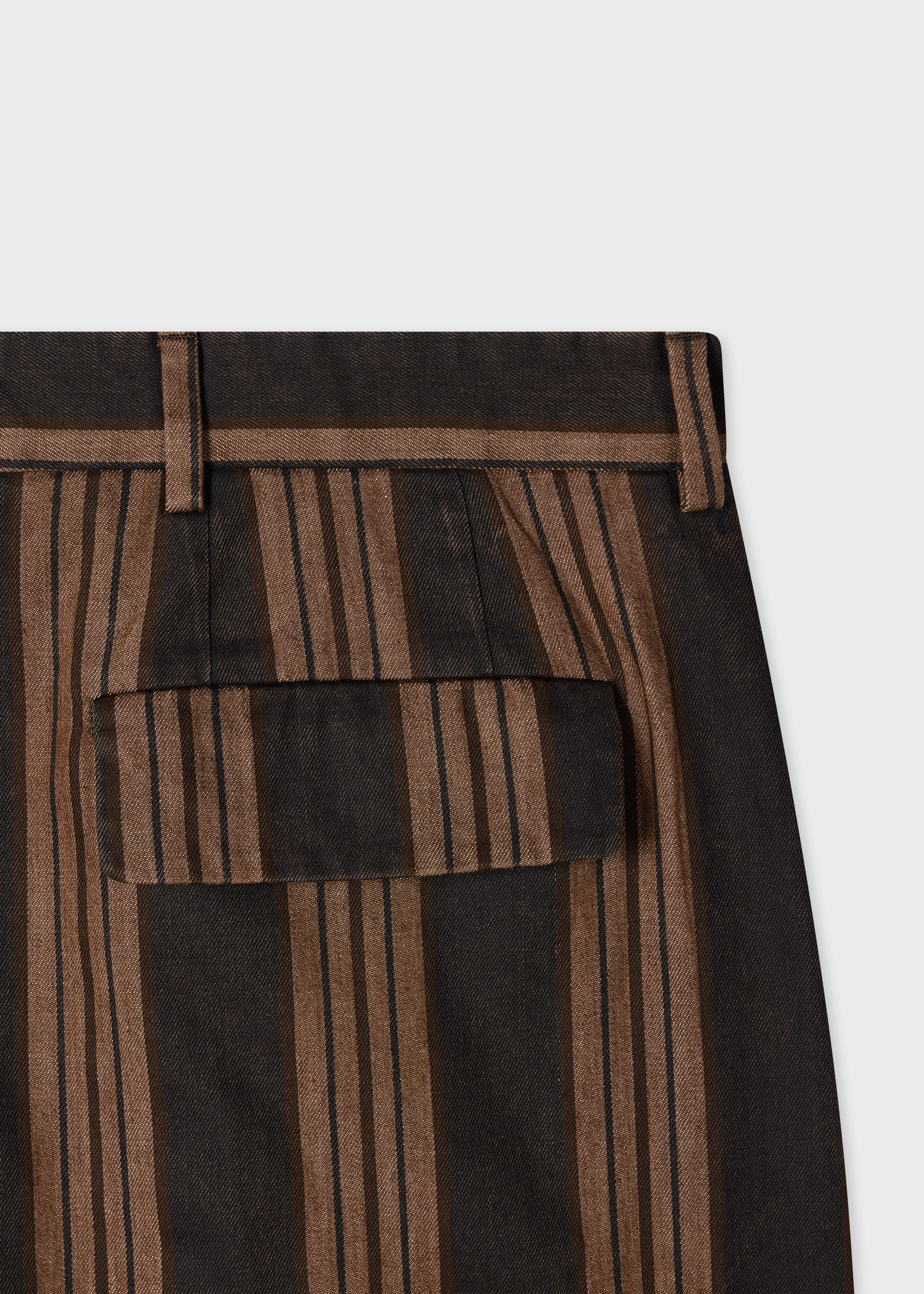 Brown Stripe Pleated Cotton Shorts