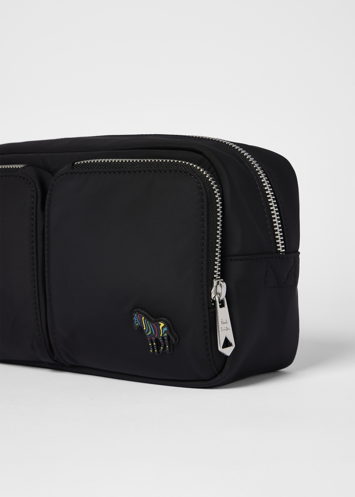 Recycled Polyester Black 'Zebra' Washbag