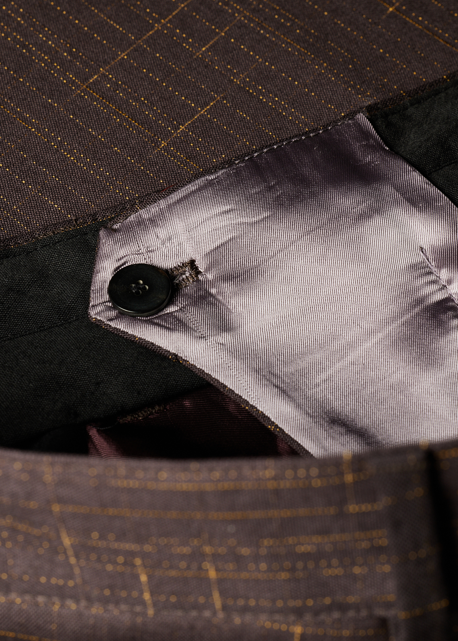 Relaxed-Fit Aubergine Wool Check Trousers