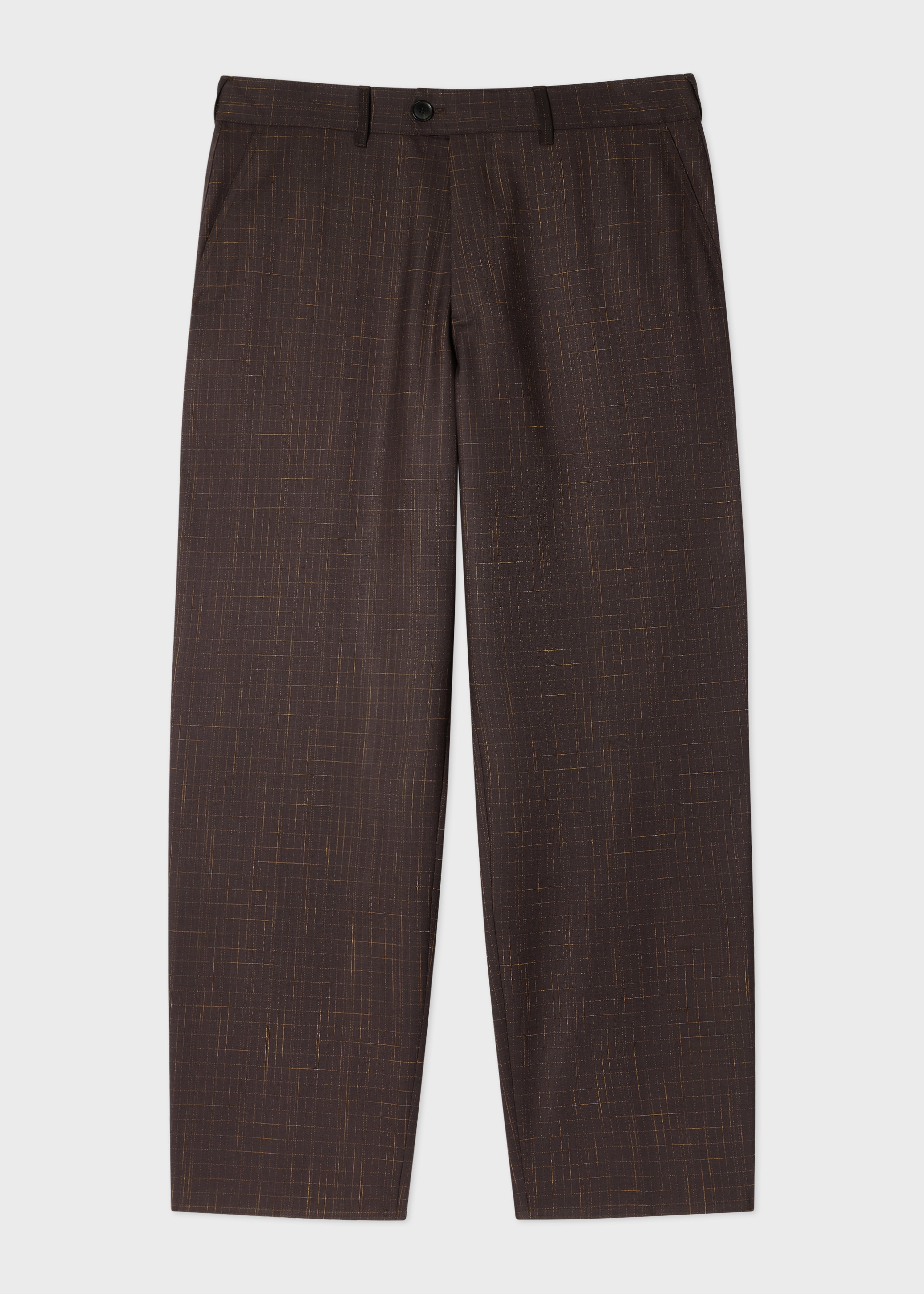 Relaxed-Fit Aubergine Wool Check Trousers
