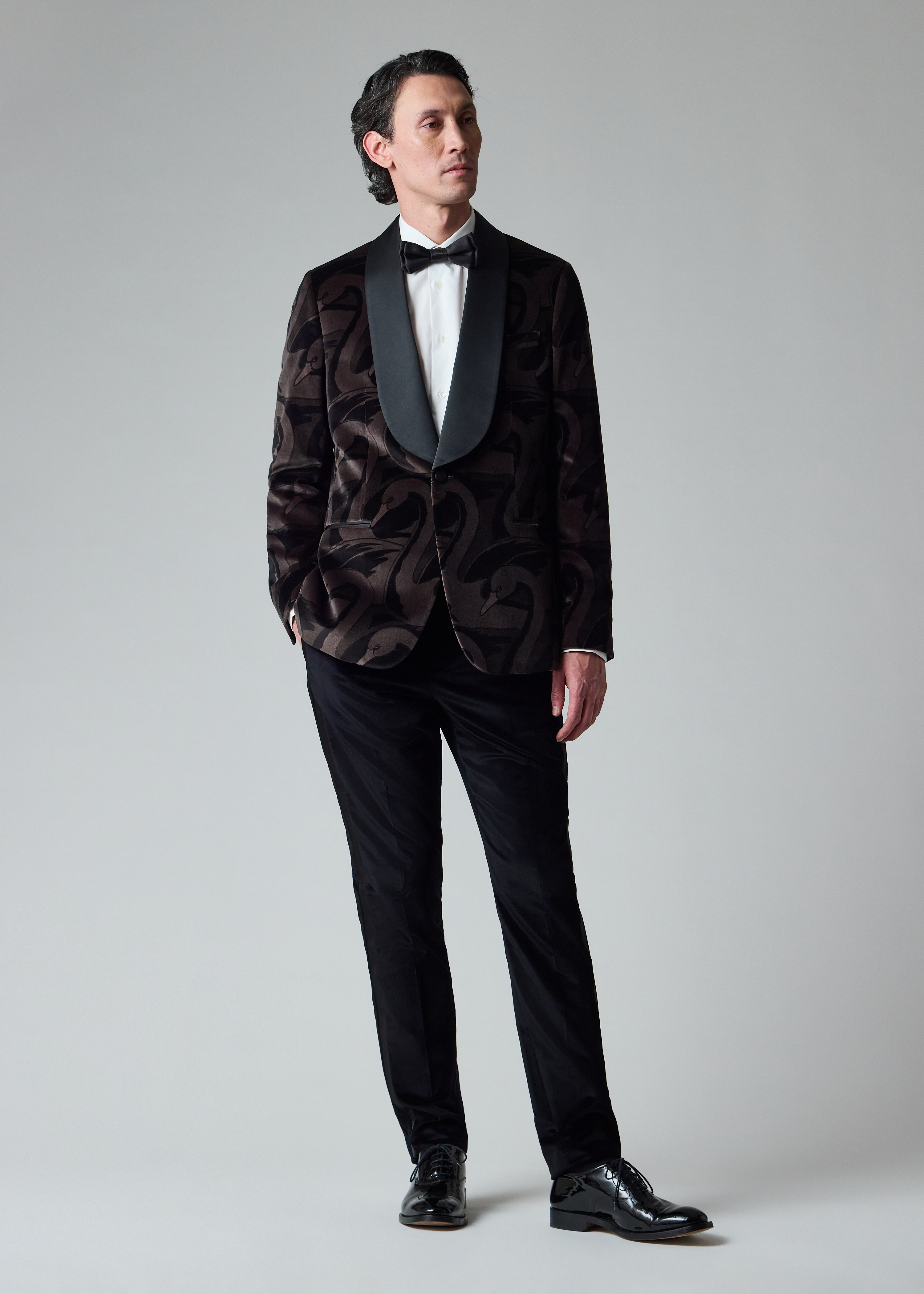 Tailored-Fit Black Velvet Evening Trousers
