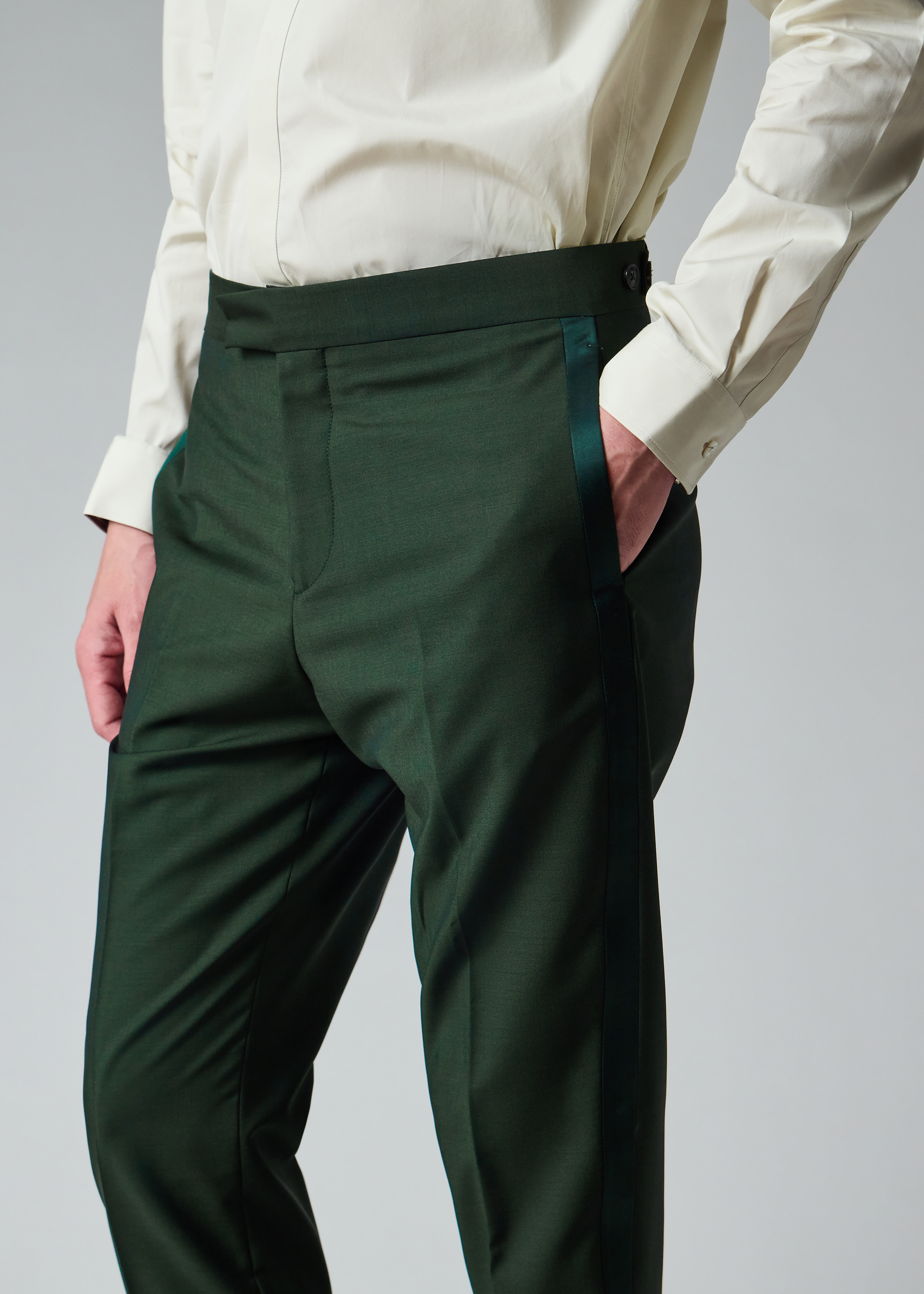 Tailored-Fit Dark Green Wool-Mohair Trousers