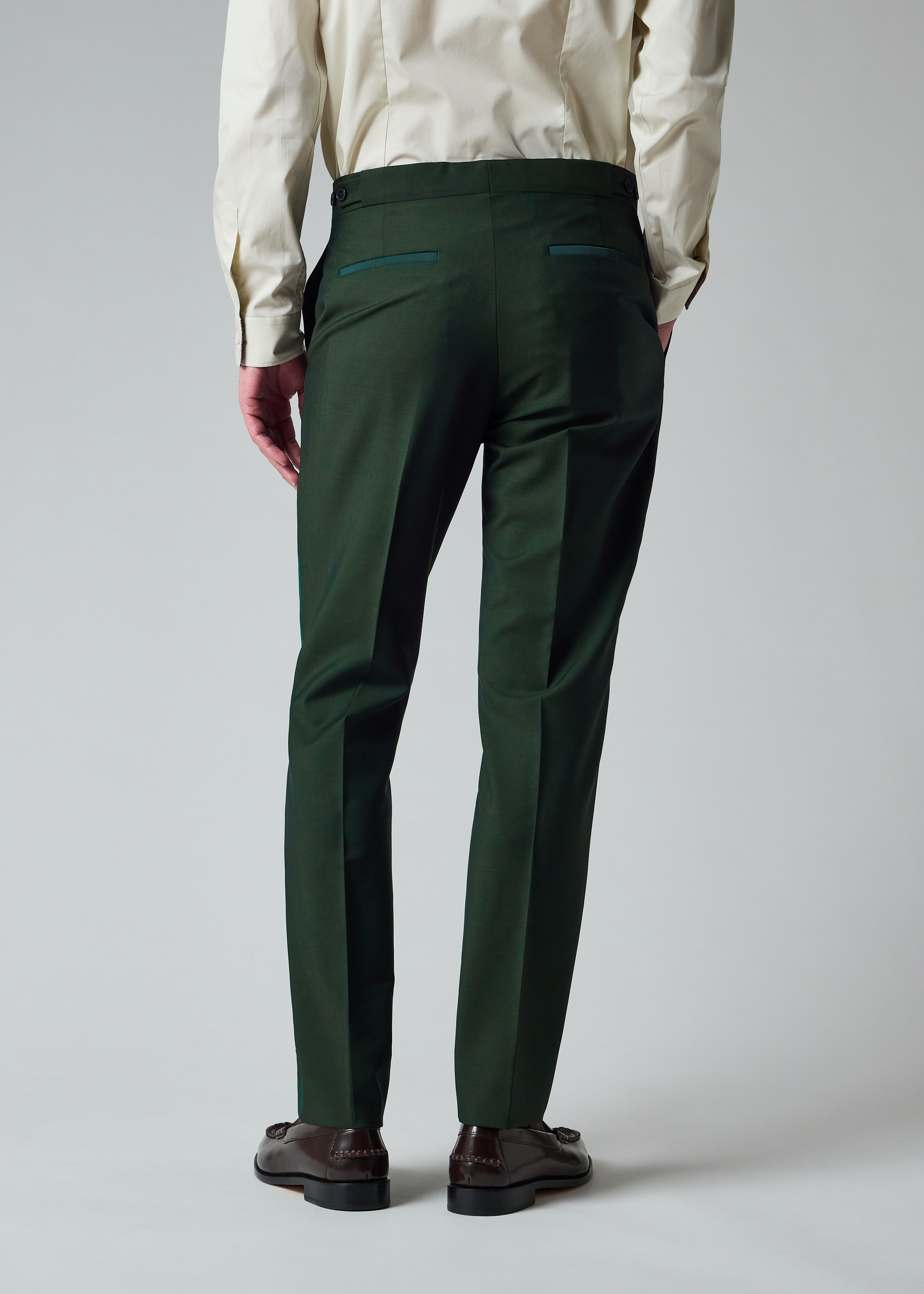 Tailored-Fit Dark Green Wool-Mohair Trousers