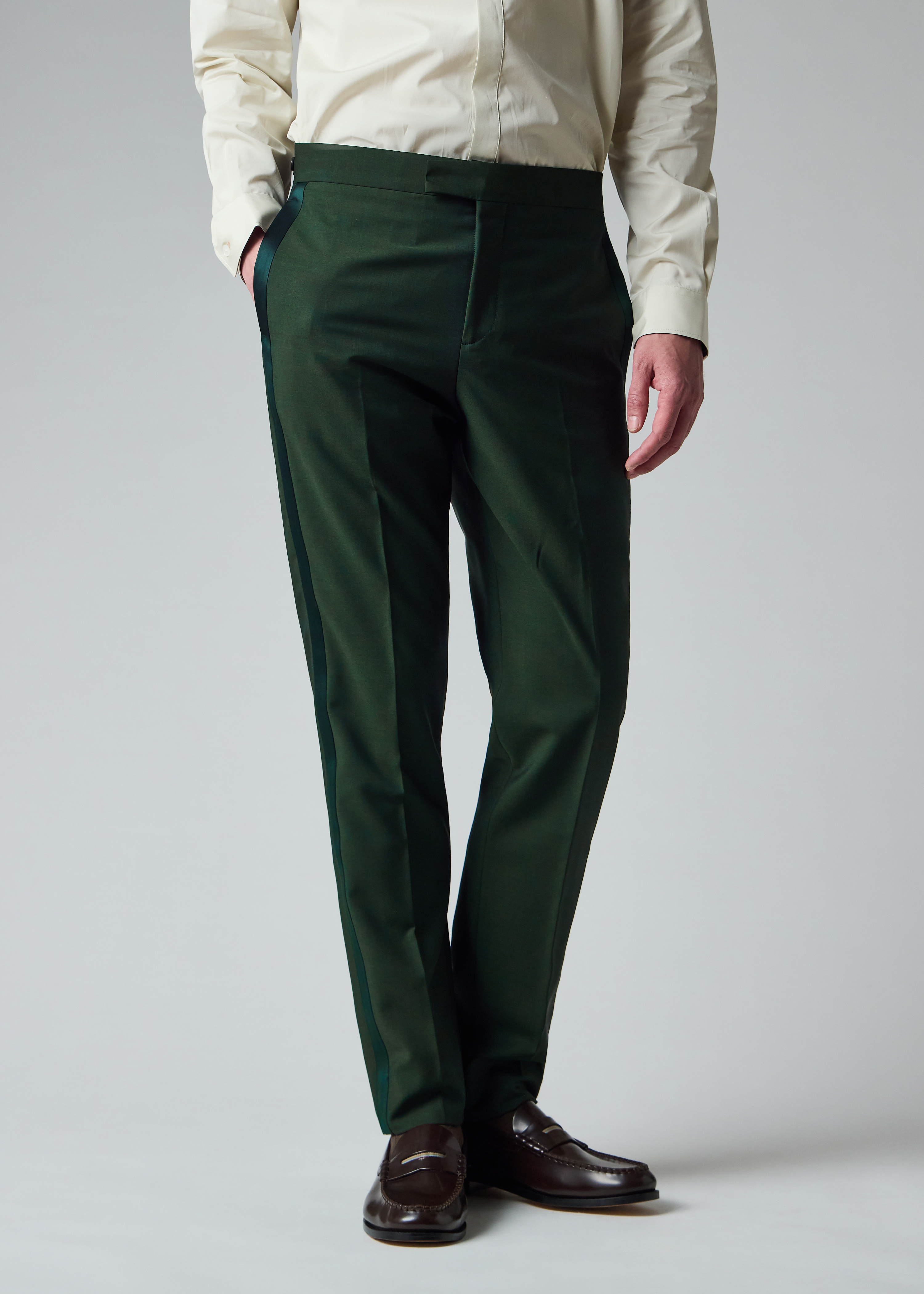Tailored-Fit Dark Green Wool-Mohair Trousers