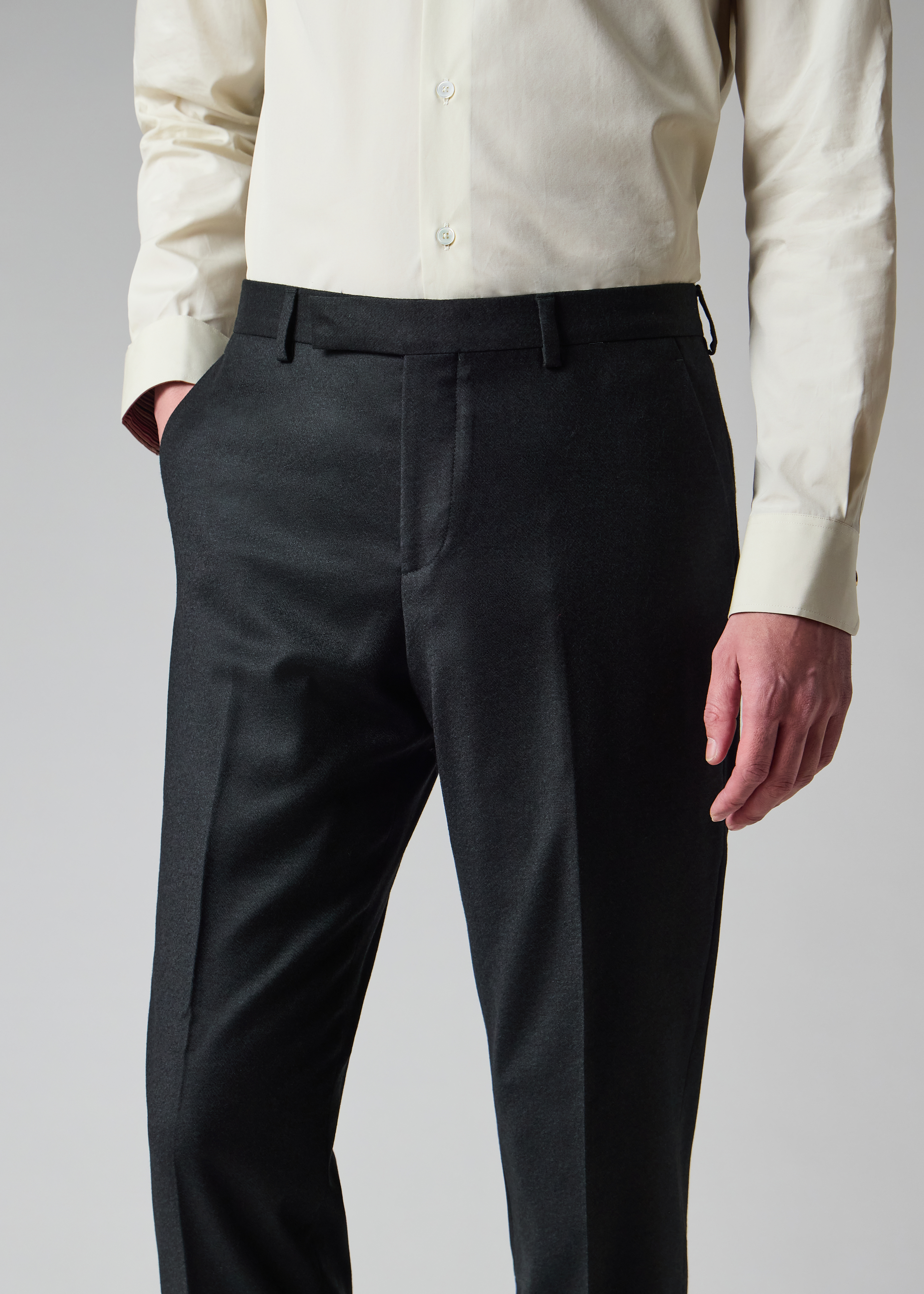 Dark Petrol Overdyed Wool-Cashmere Flannel Trousers