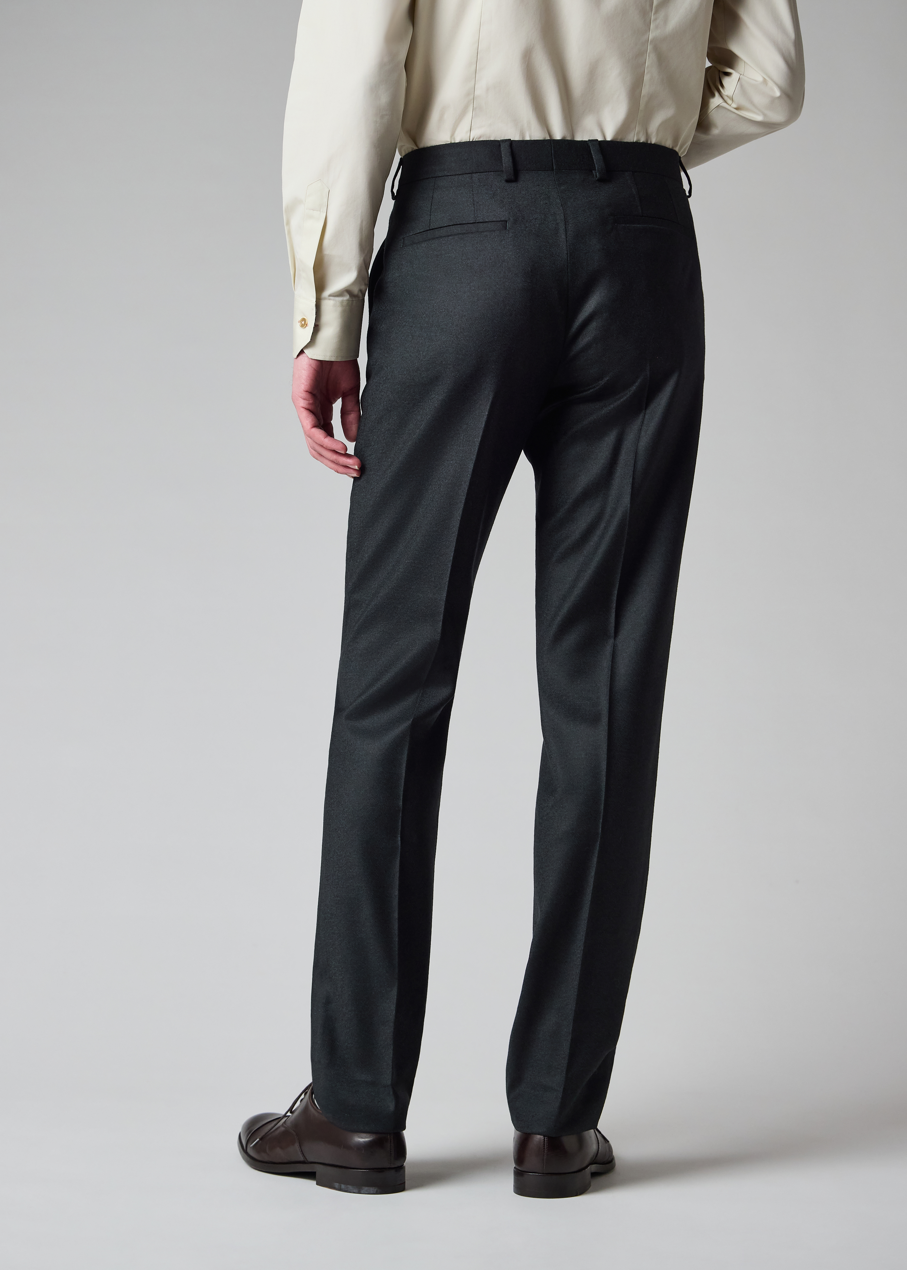 Dark Petrol Overdyed Wool-Cashmere Flannel Trousers