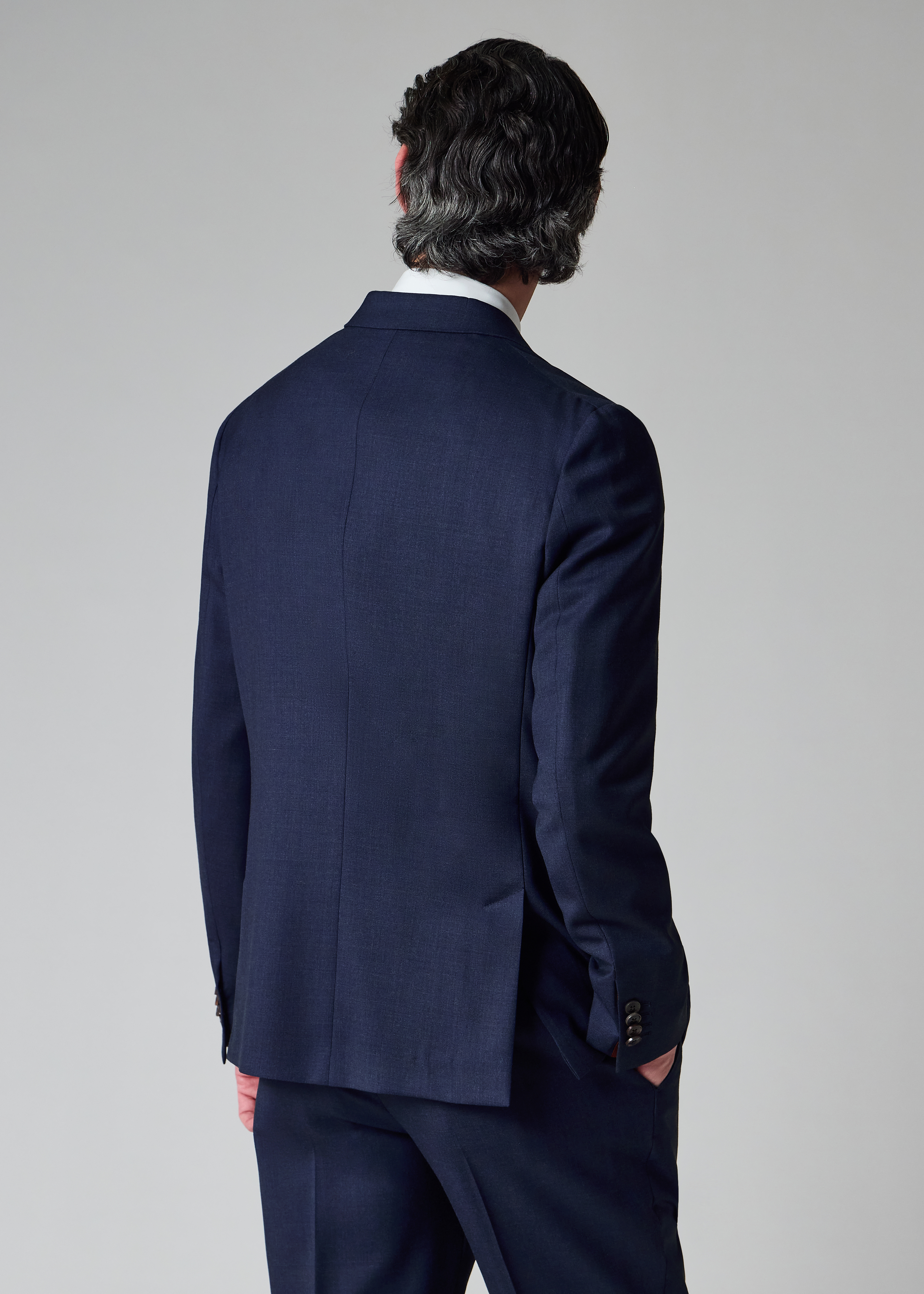 A Suit To Travel In - Dark Blue Marl Wool Patch-Pocket Blazer