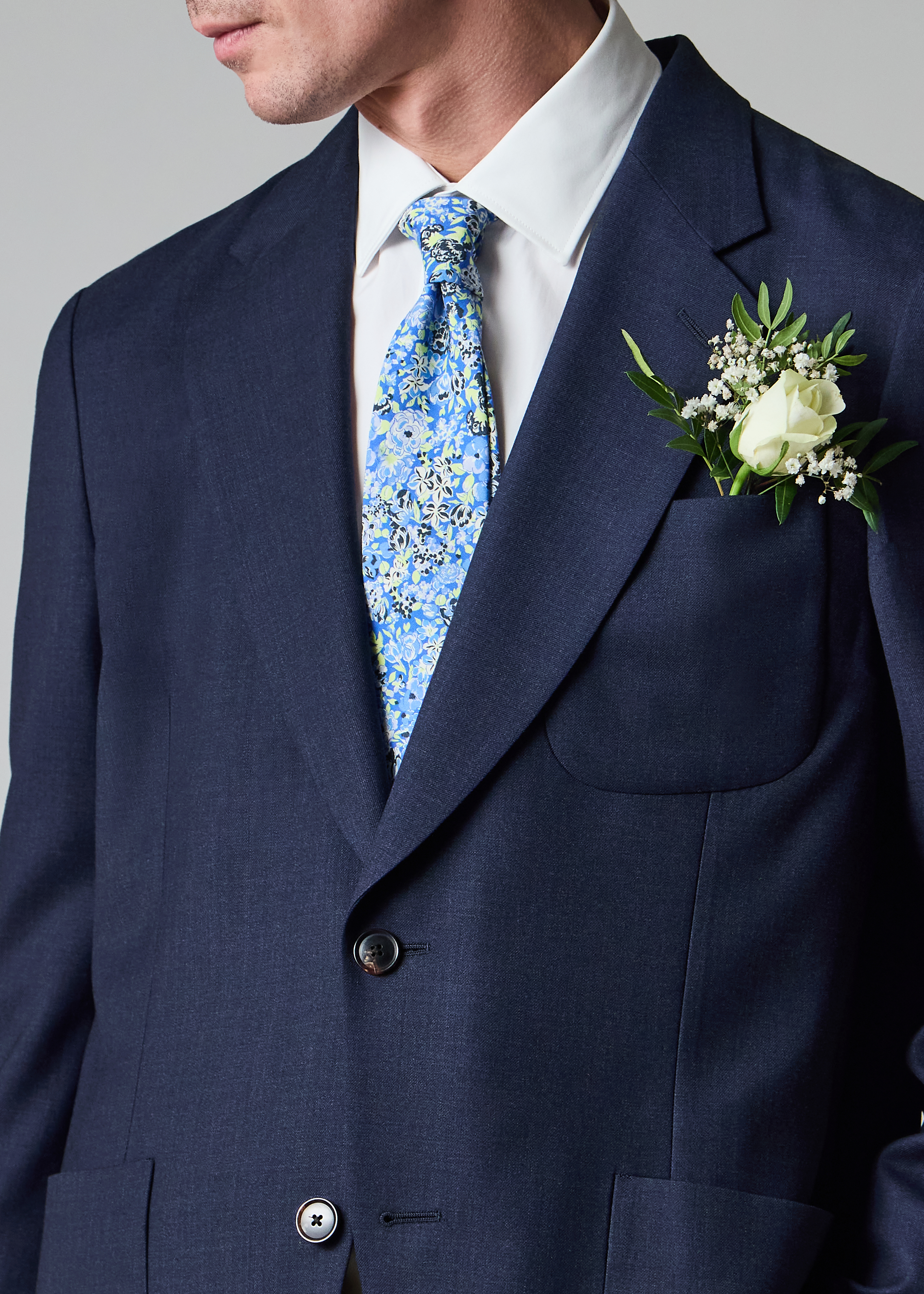 A Suit To Travel In - Dark Blue Marl Wool Patch-Pocket Blazer