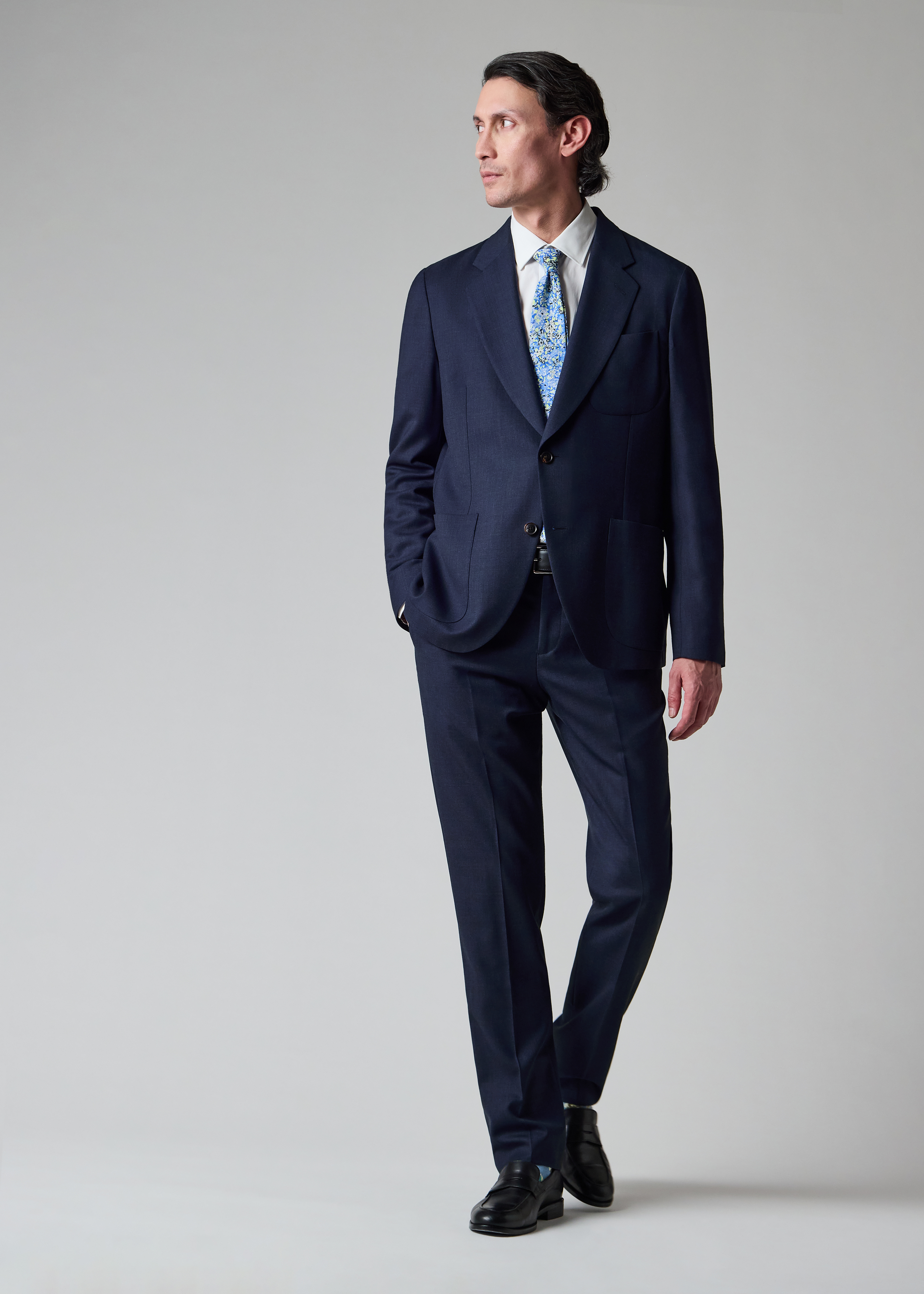 A Suit To Travel In - Dark Blue Marl Wool Trousers