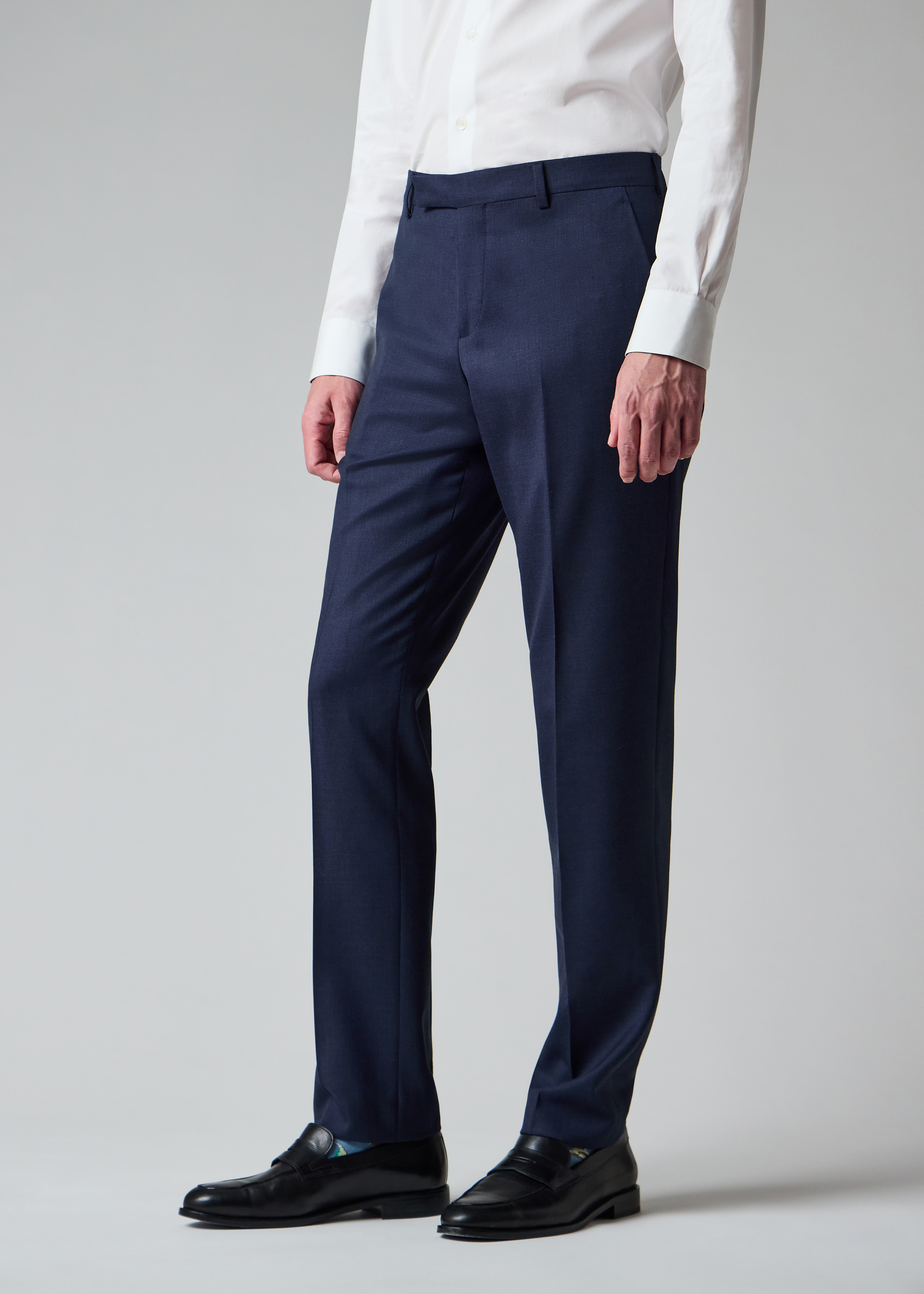 A Suit To Travel In - Dark Blue Marl Wool Trousers