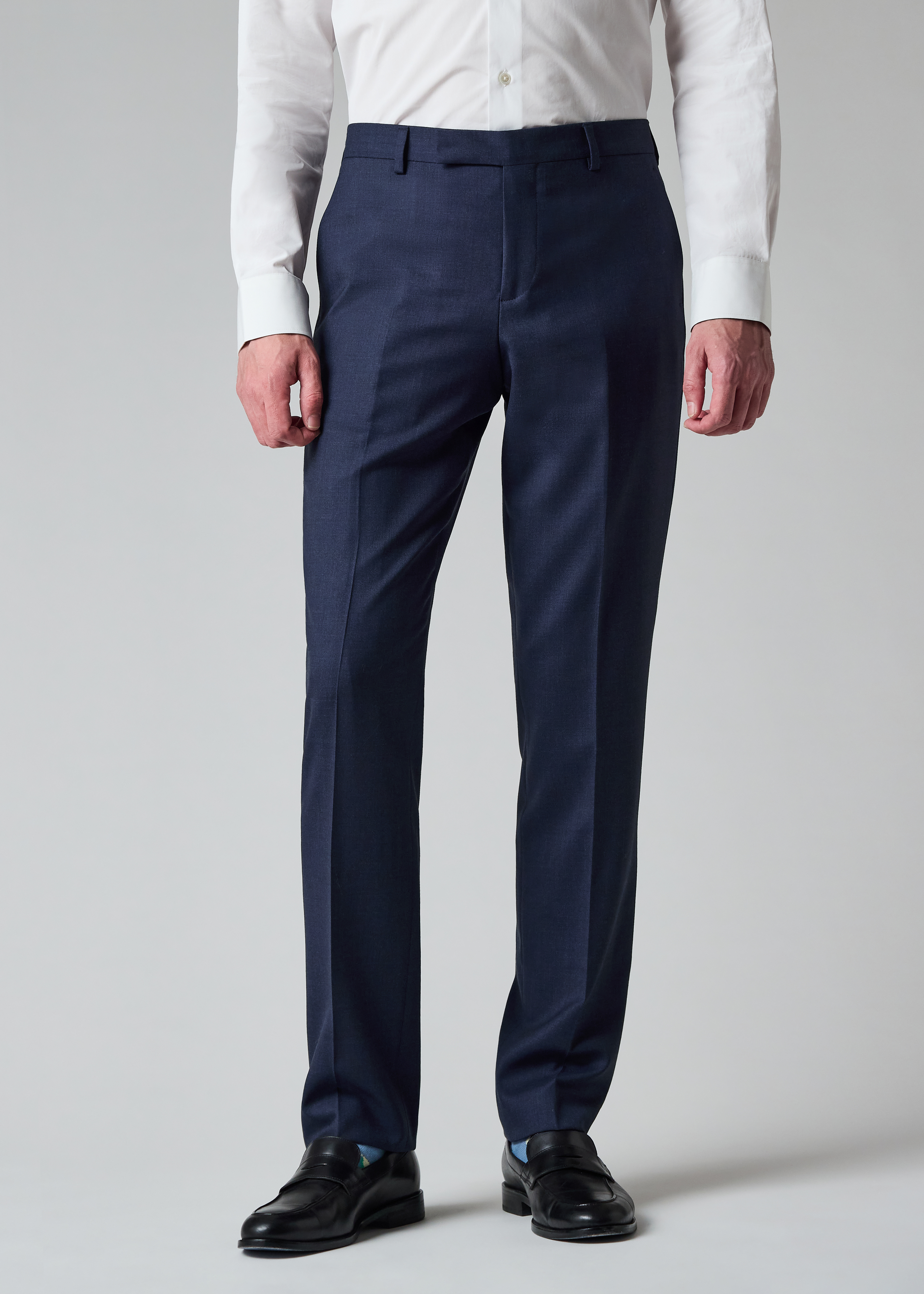 A Suit To Travel In - Dark Blue Marl Wool Trousers