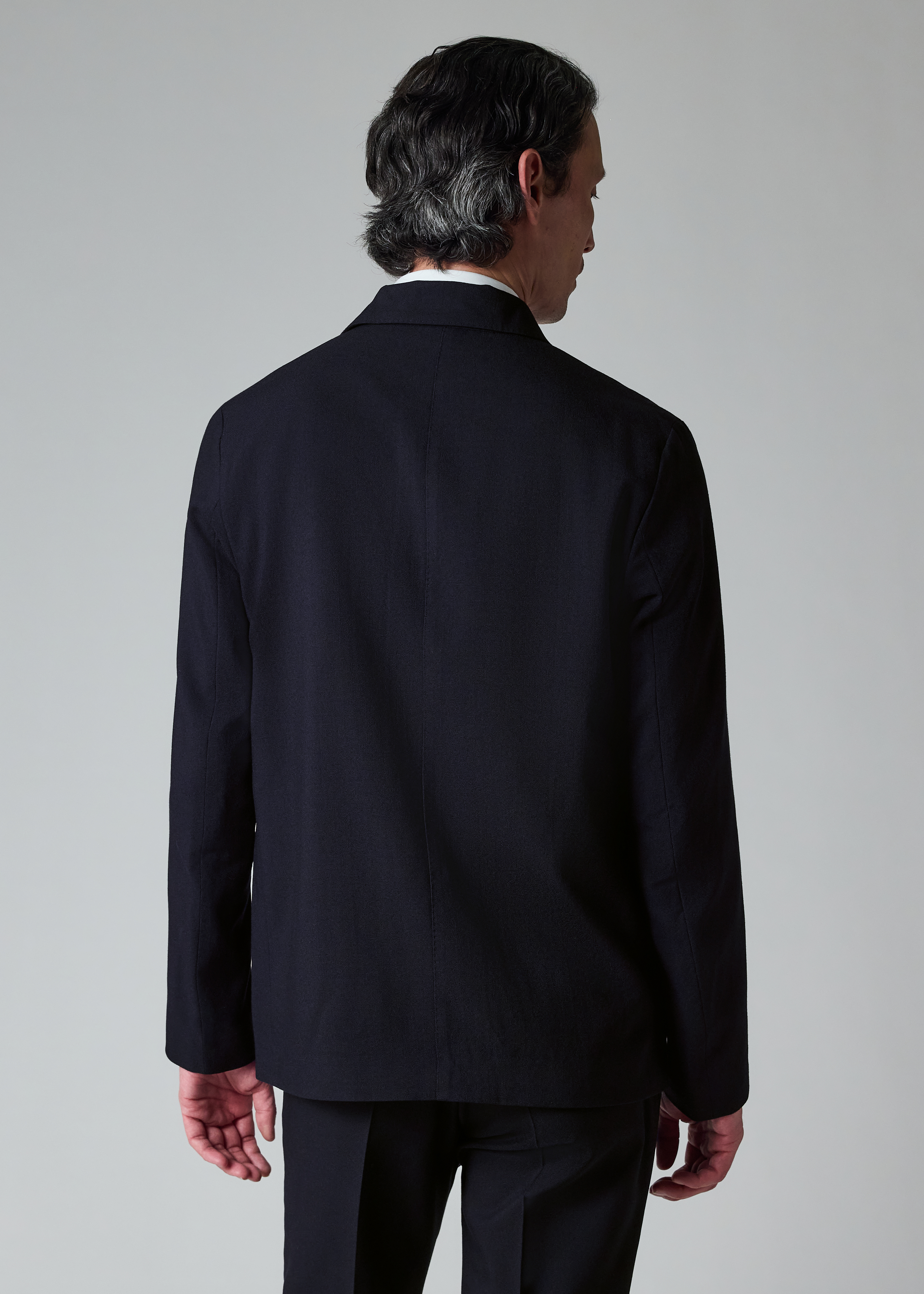 Navy Two-Ply Hopsack Wool Work Jacket