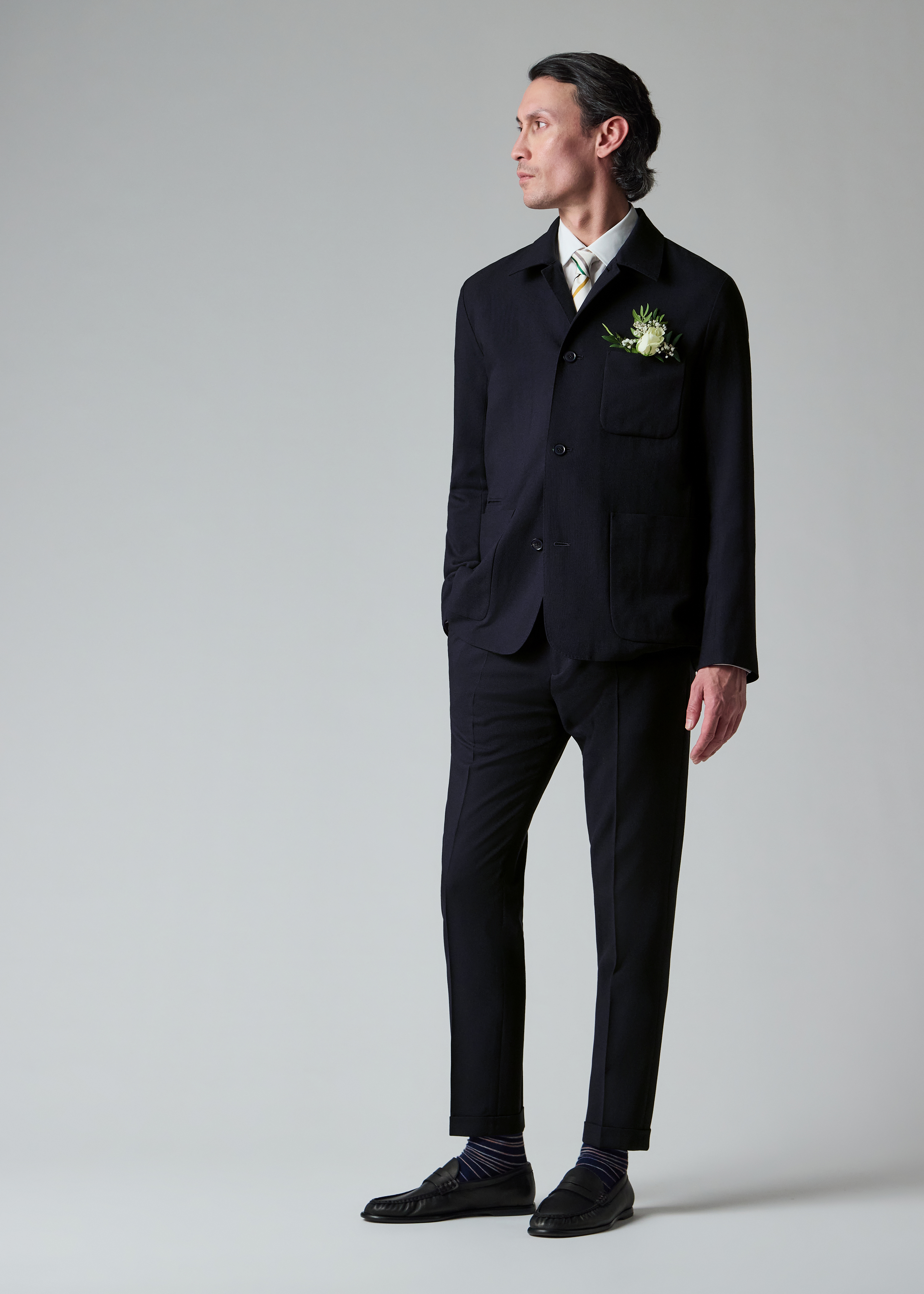 Slim-Fit Navy Two-Ply Merino Wool Trousers