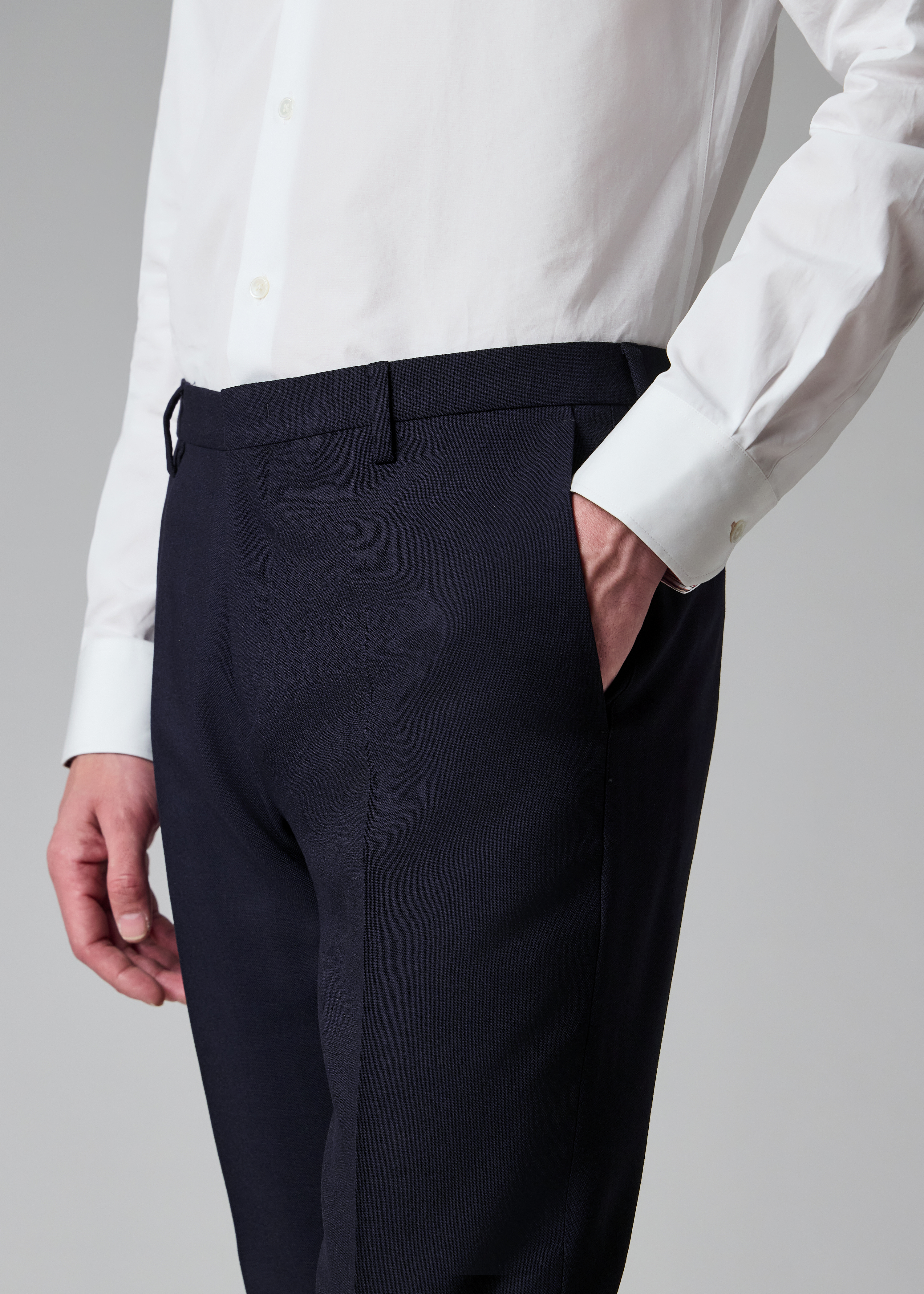Slim-Fit Navy Two-Ply Merino Wool Trousers