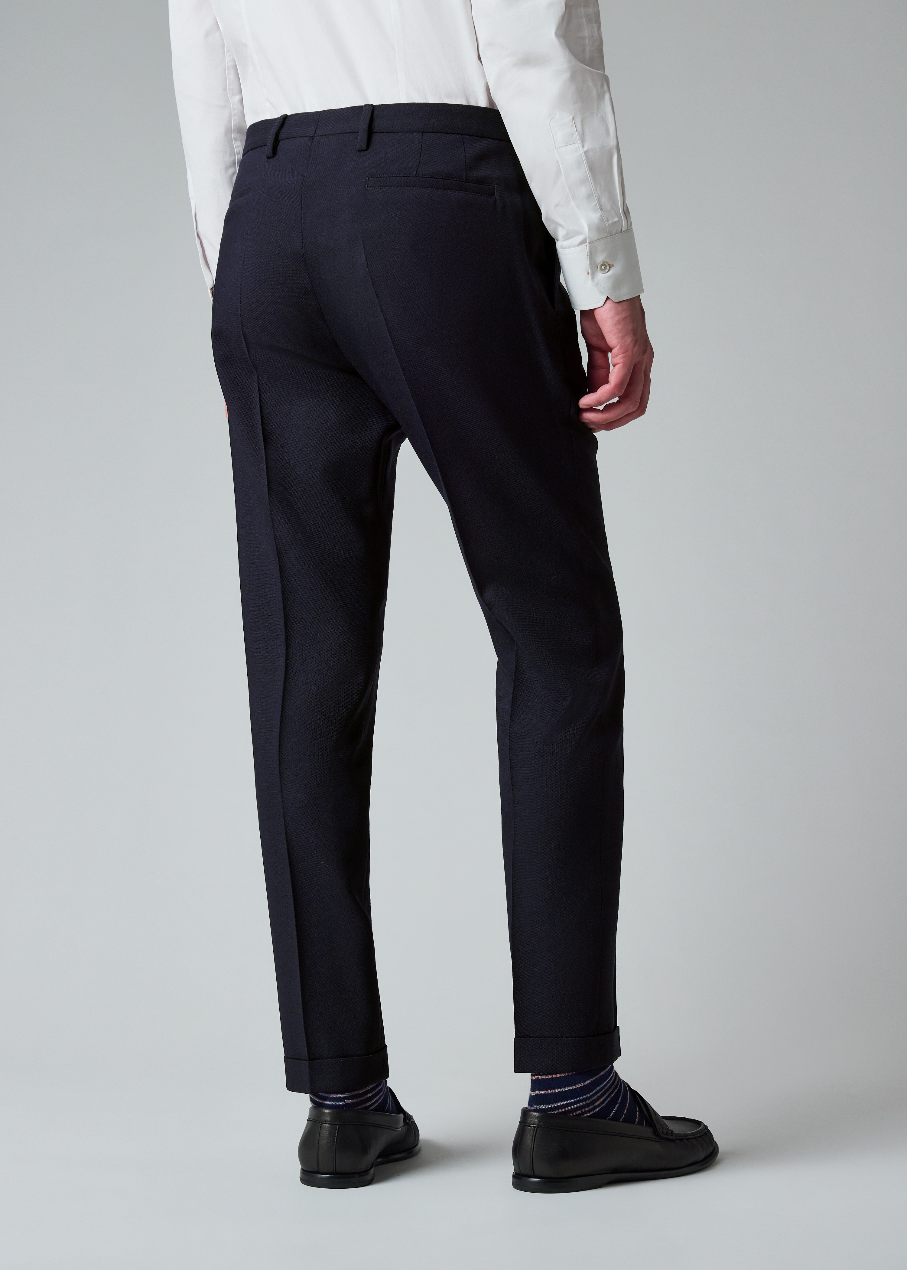Slim-Fit Navy Two-Ply Merino Wool Trousers