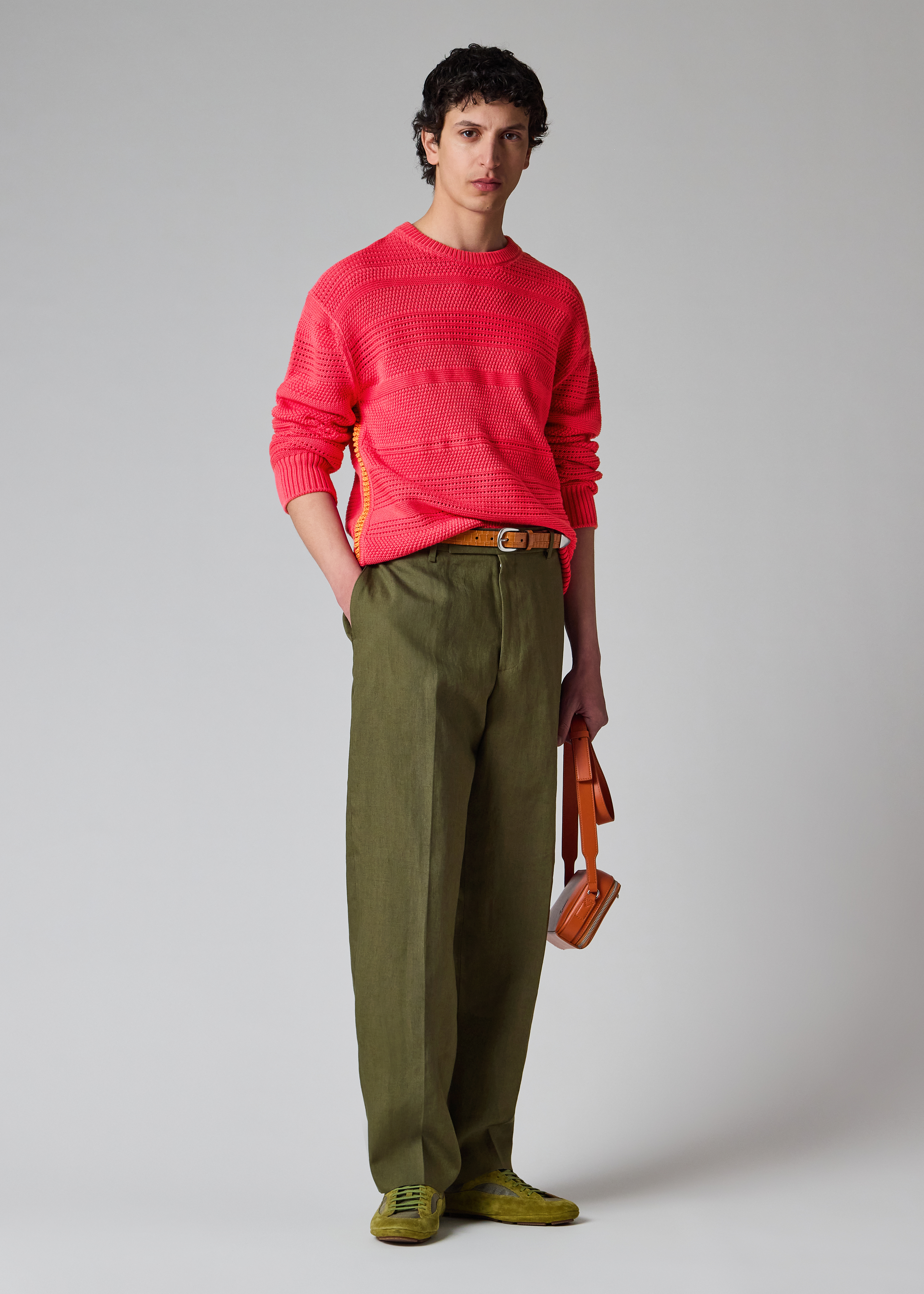 Bright Pink Textured Cotton Sweater